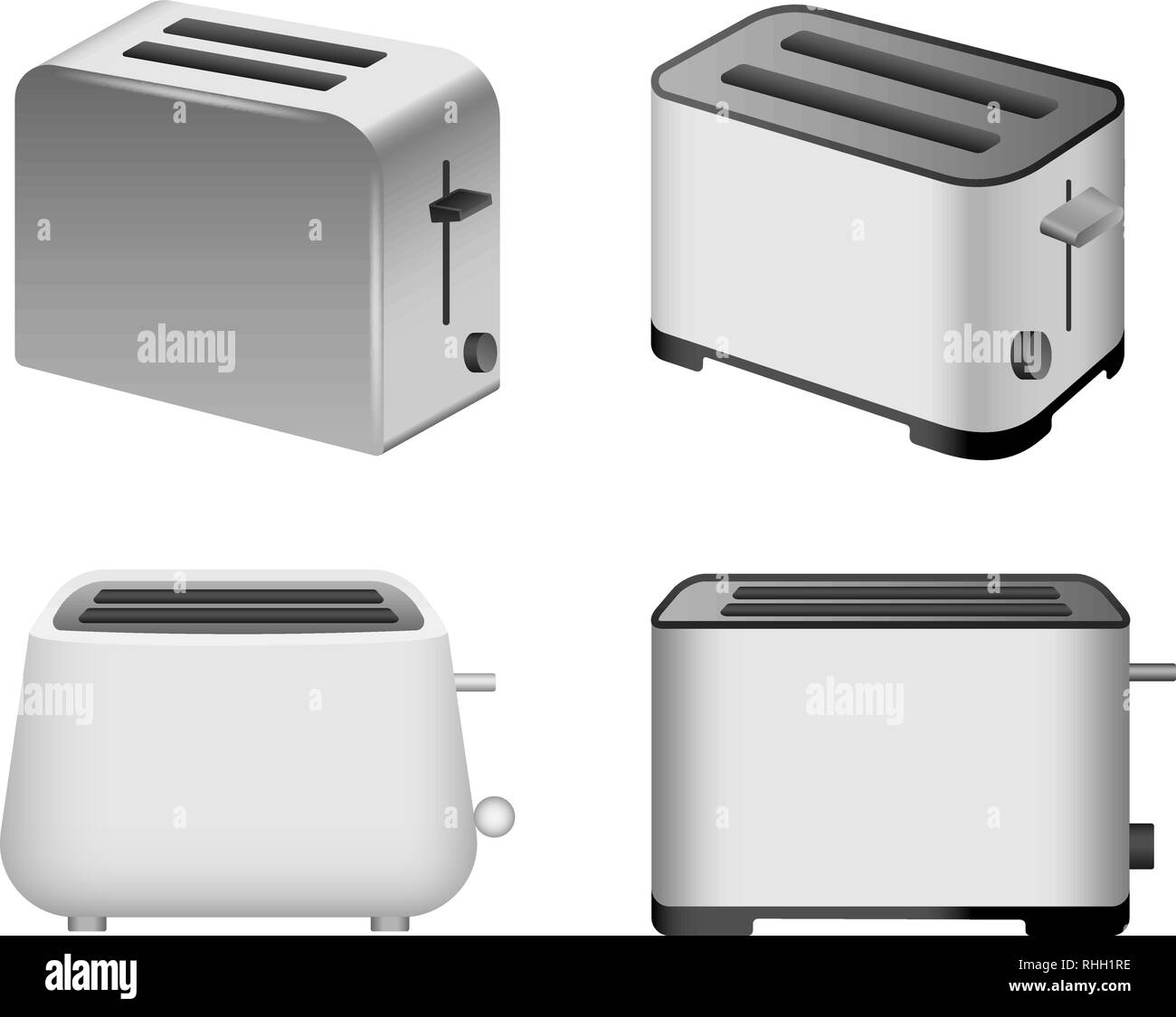 Toaster icons set. Realistic set of toaster vector icons for web design