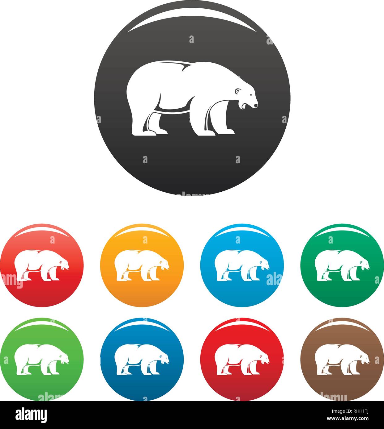 Polar bear howl icons set 9 color vector isolated on white for any ...