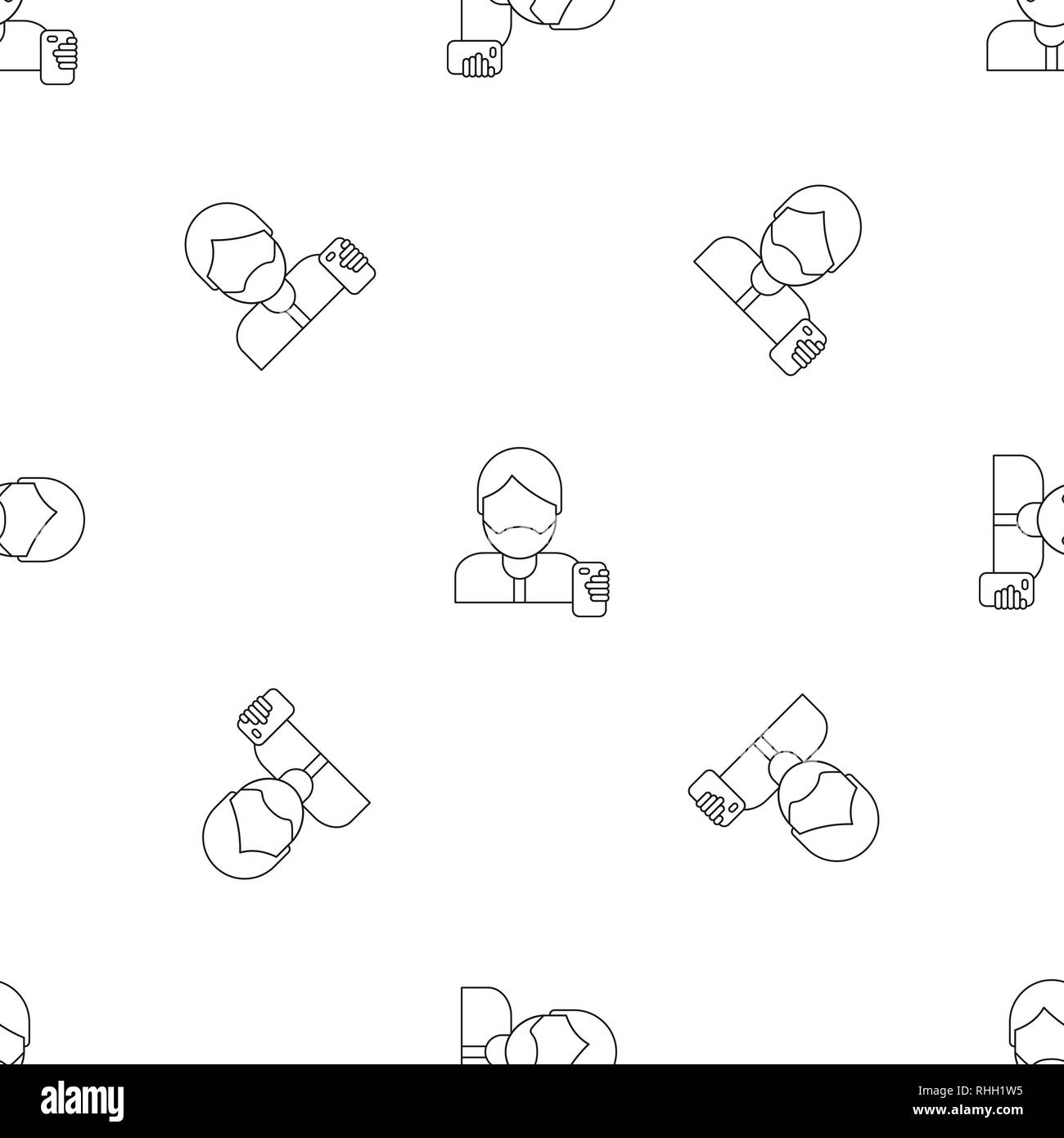 Hipster man take selfie pattern seamless vector repeat geometric for any web design Stock Vector