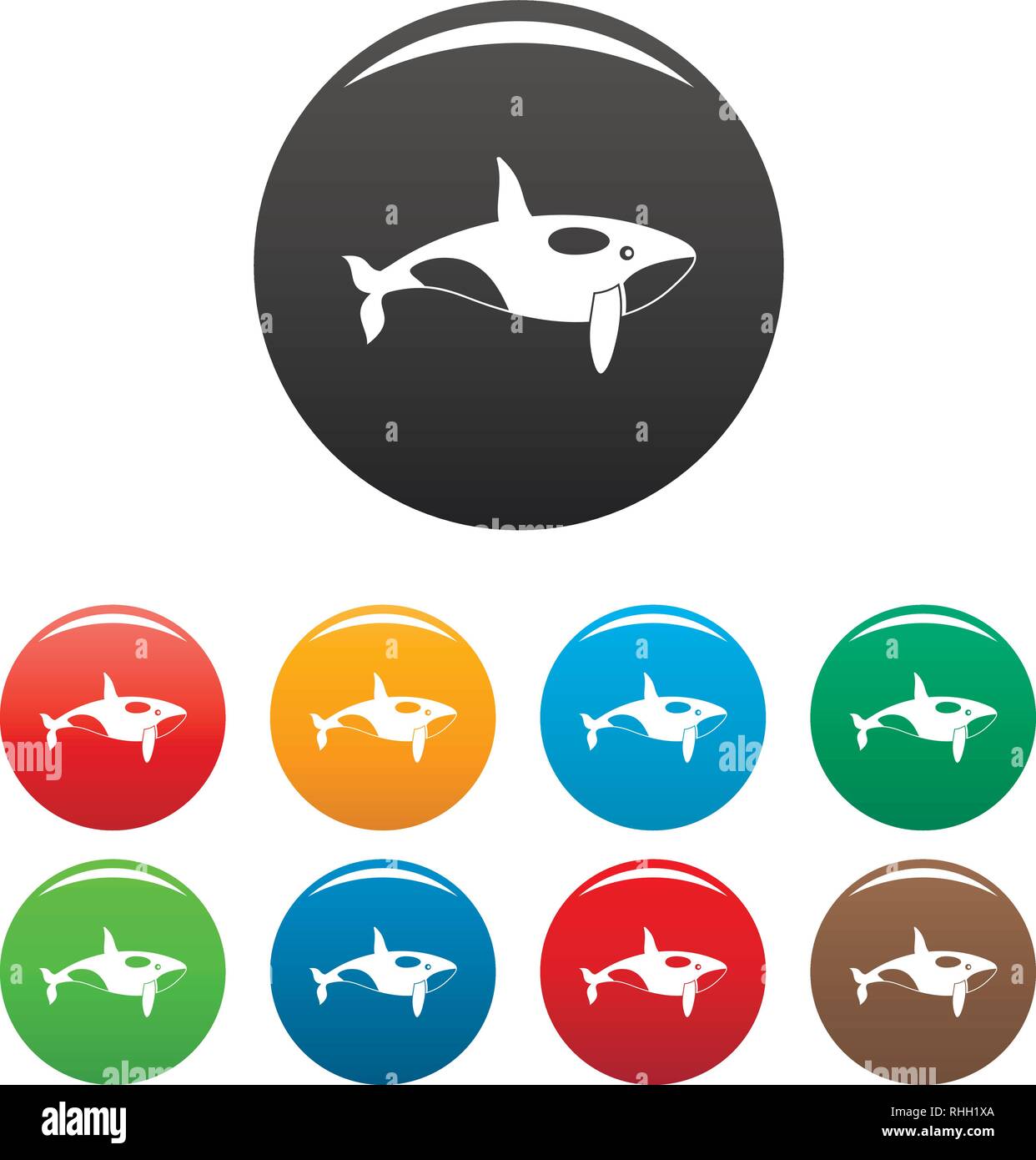 Orca whale icons set 9 color vector isolated on white for any design ...