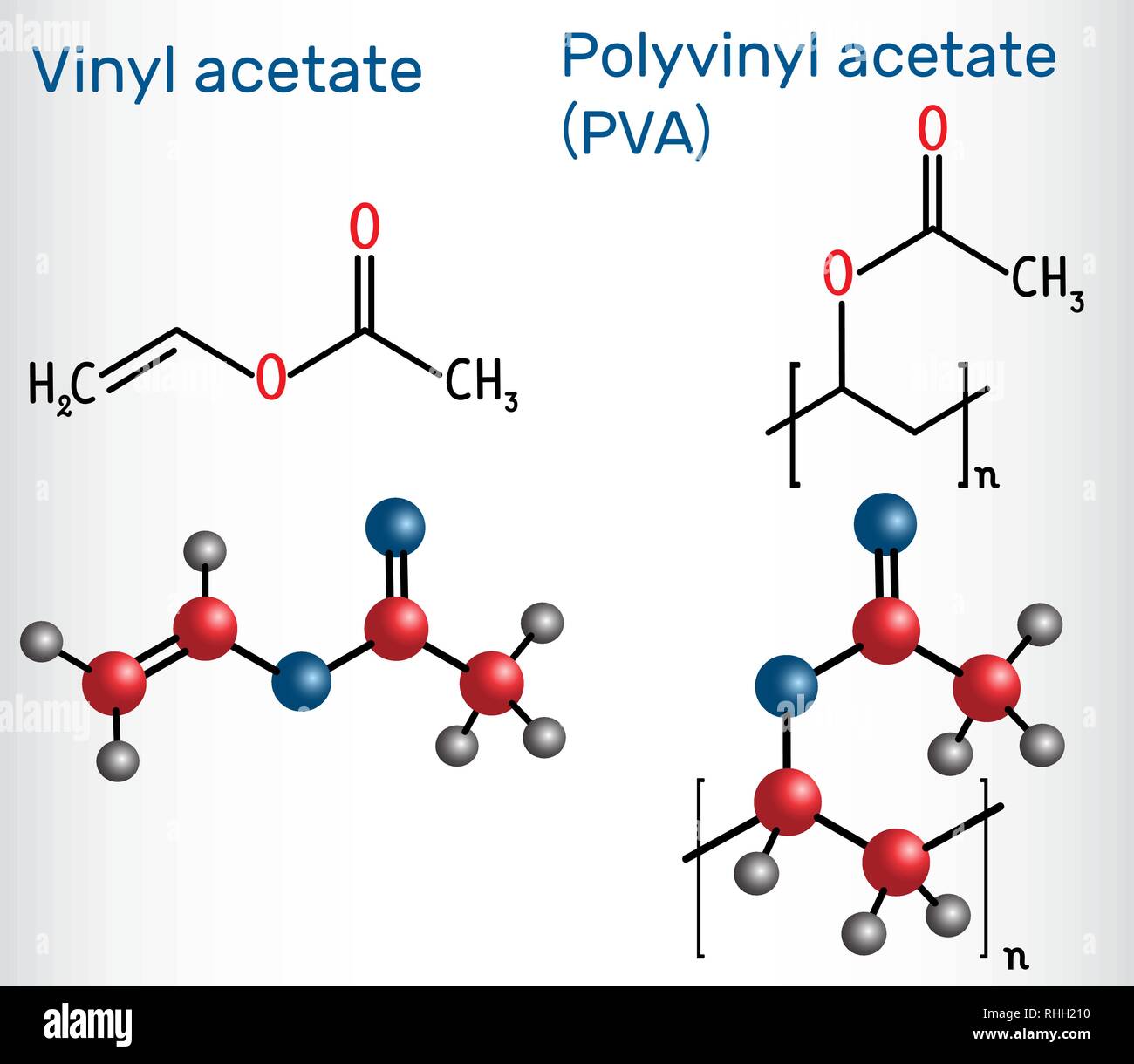 Polyvinyl Acetate PVA Polymer And Vinyl Acetate Monomer Molecule 