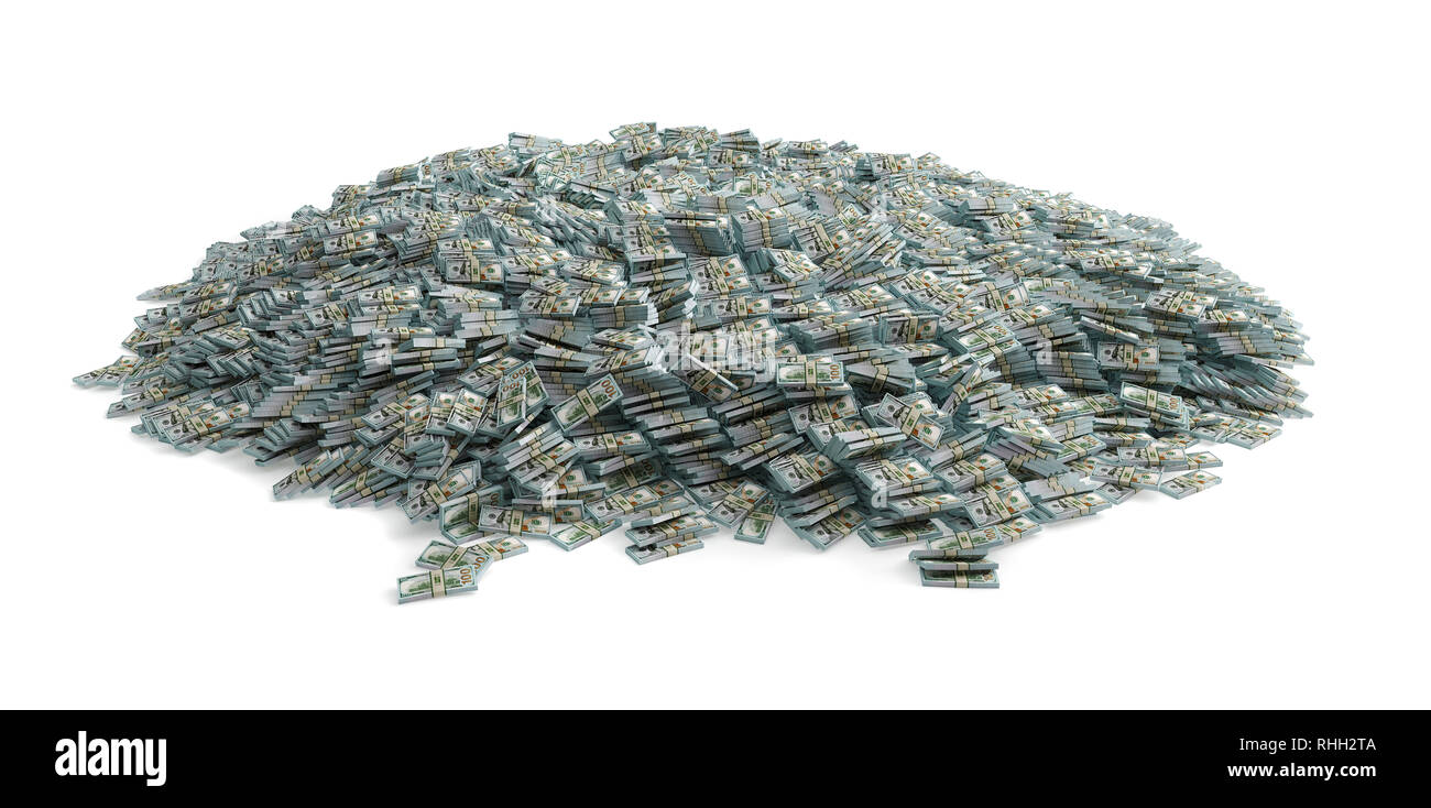 Millions of Dollars - Pile of new 100 Dollar Bills - 3D Rendering Stock Photo