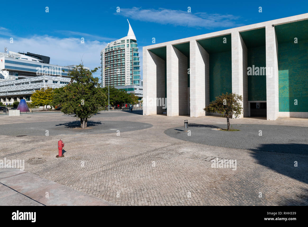 Lisbon, Portugal - October 20, 2018: View of the Portugal Pavillion (Pavilhao de Portugal) at the Park of Nations in the city of Lisbon, in Portugal. Stock Photo
