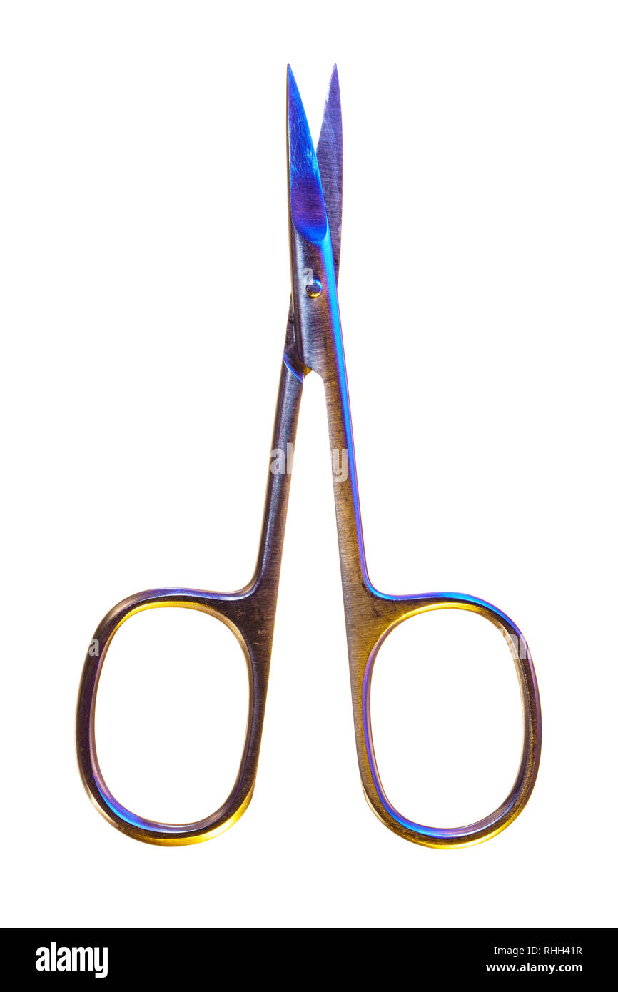 Manicure scissors isolated on a white background. Open nail scissors