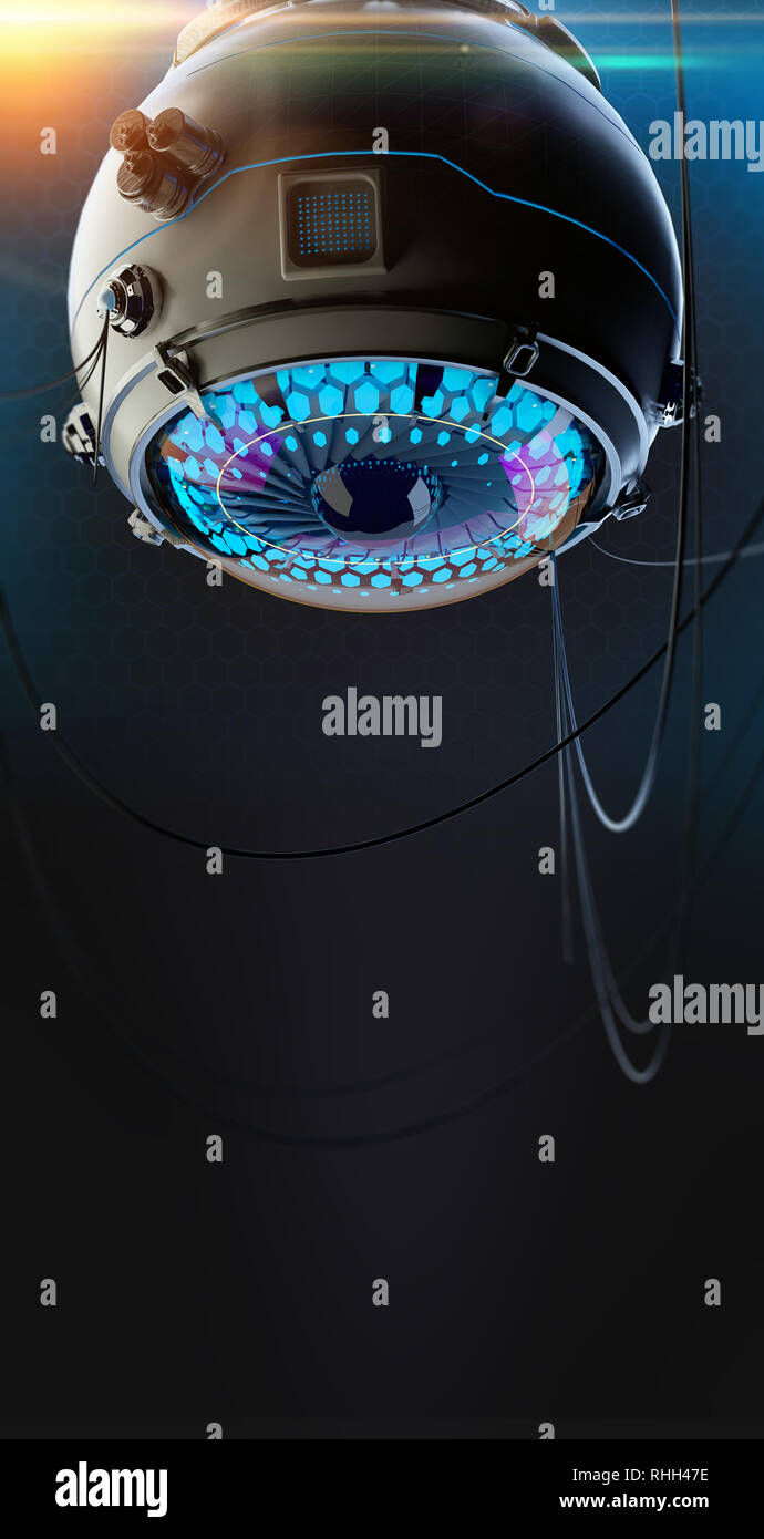Stylized robotic eye 3d render. Image recognition machine vision neural ...