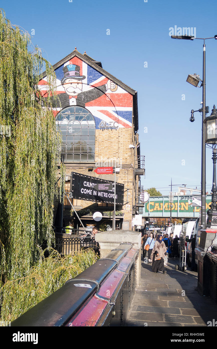 Camden market, London, United Kingdown - October 9, 2018, entrance for the camden market a populair place for tourists and locals for alternative shop Stock Photo