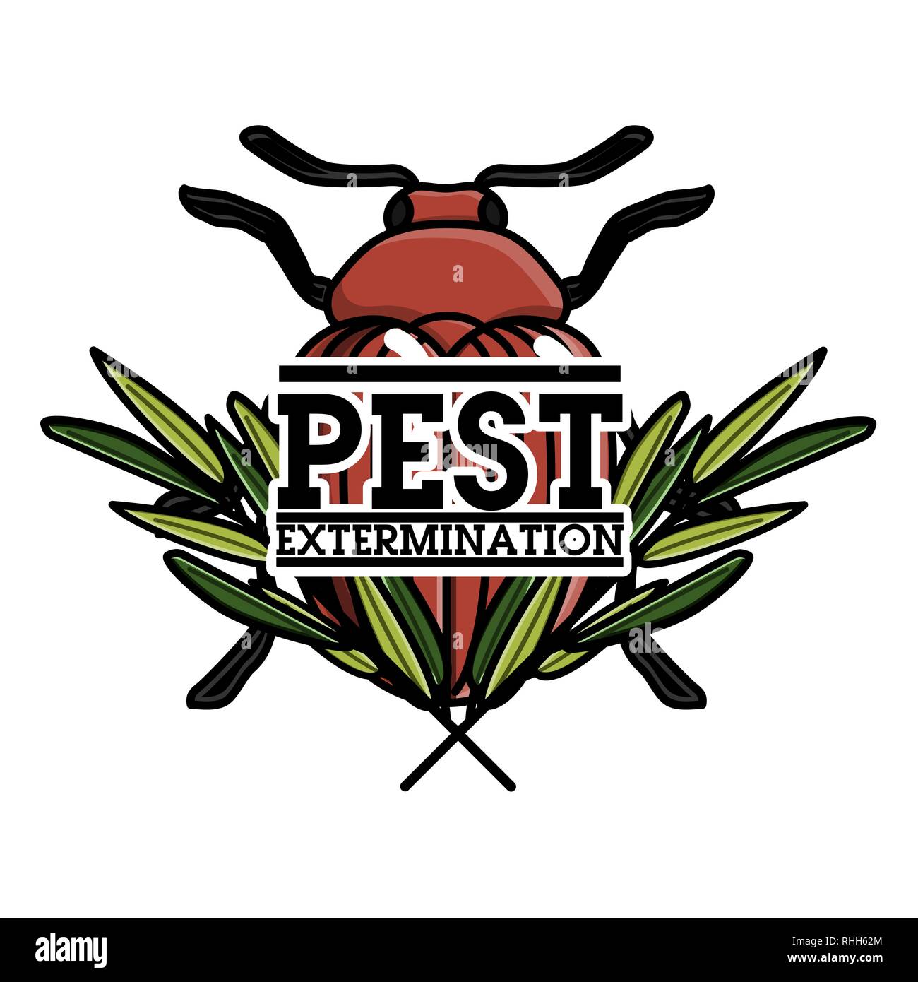 Pest control banner with exterminators of insects in chemical