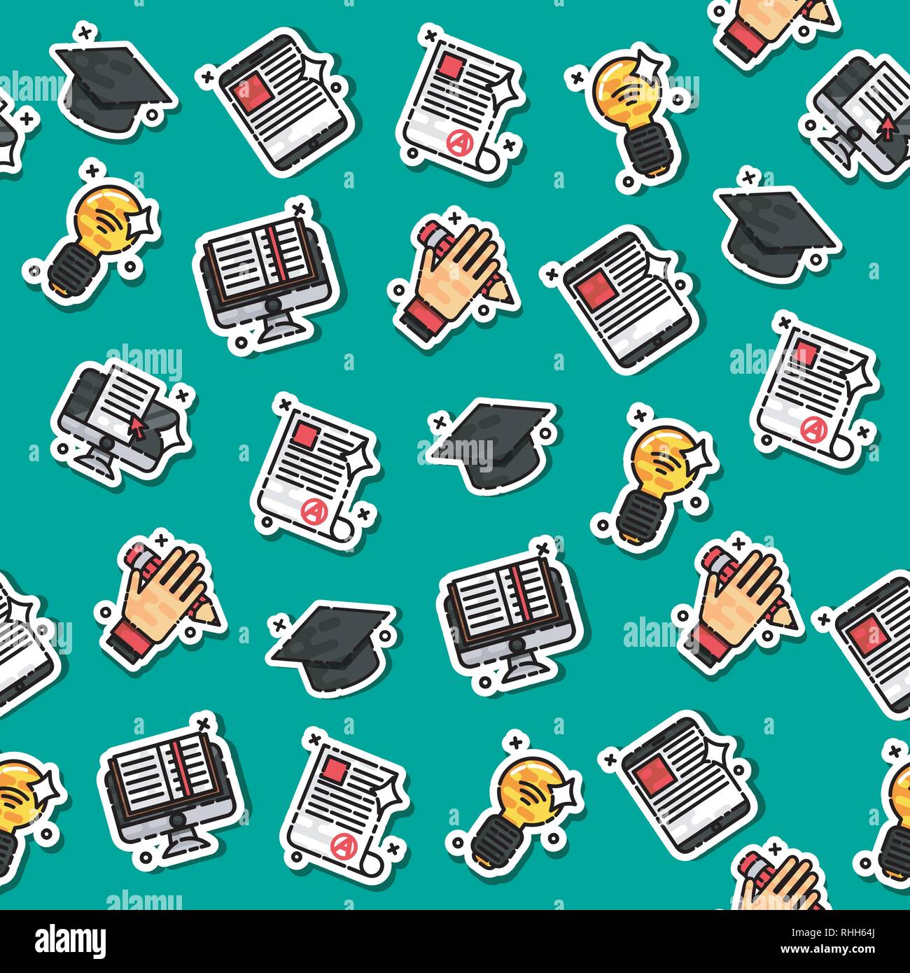 Colored e-education pattern. School background. Vector illustration EPS 10 Stock Vector