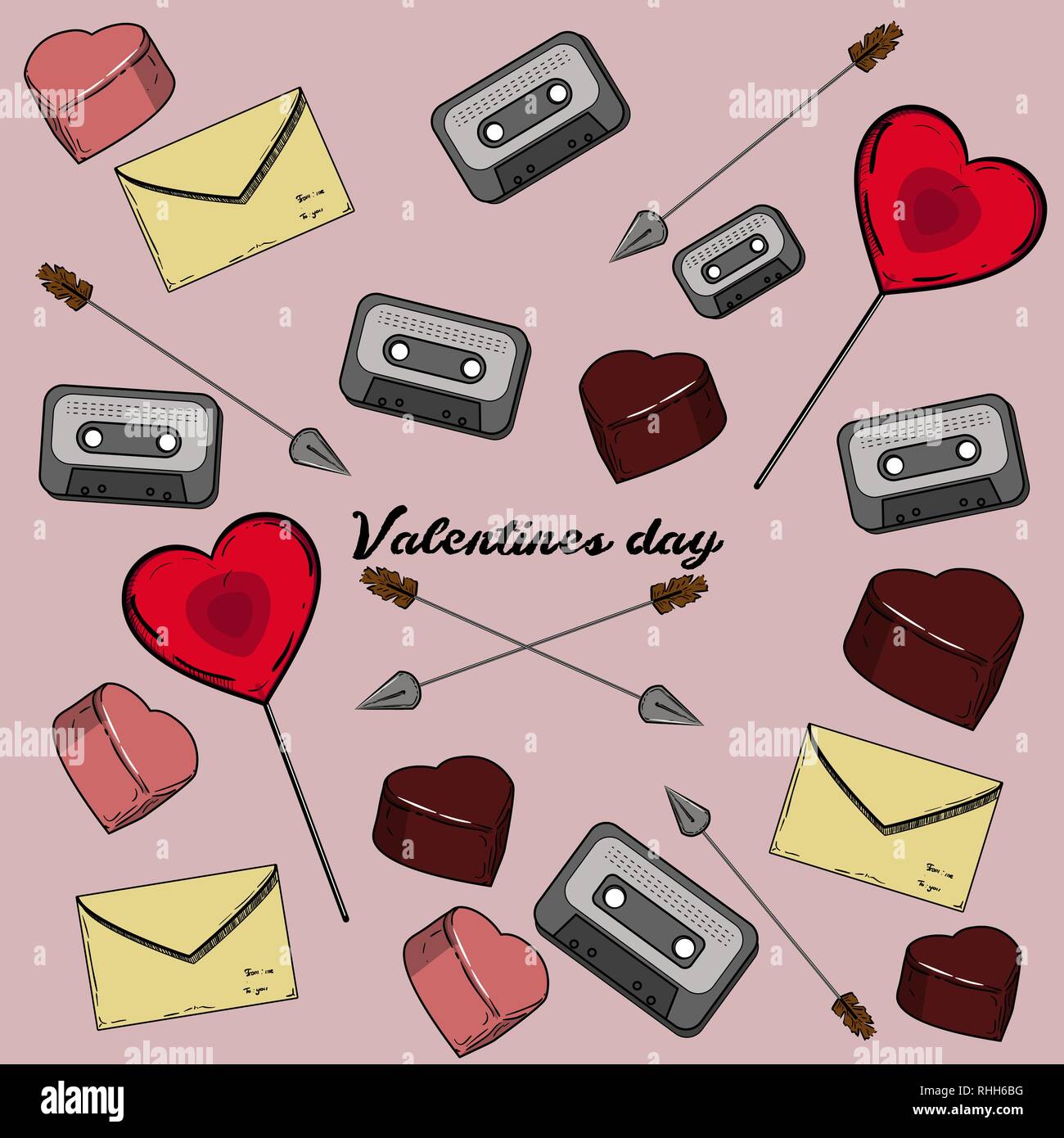 Set of Valentines Day icons. Vector illustration, EPS 10 Stock Vector