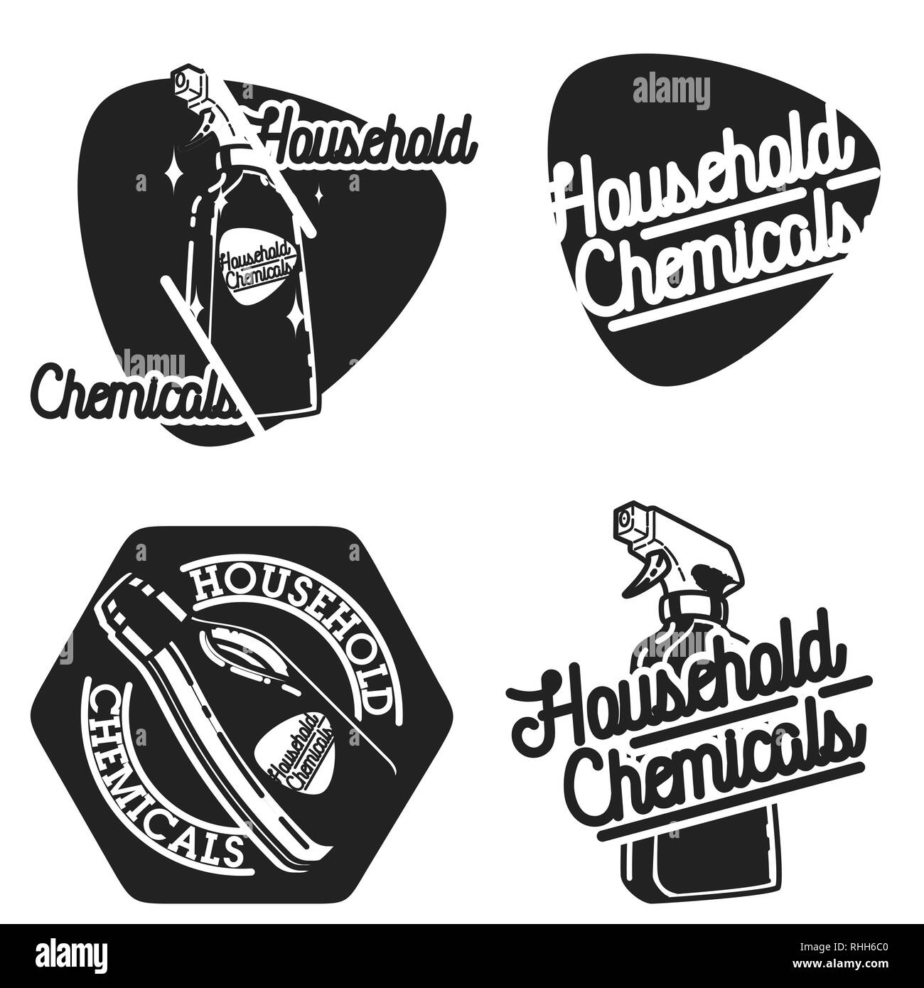 Color vintage household chemicals emblems labels badges and design ...