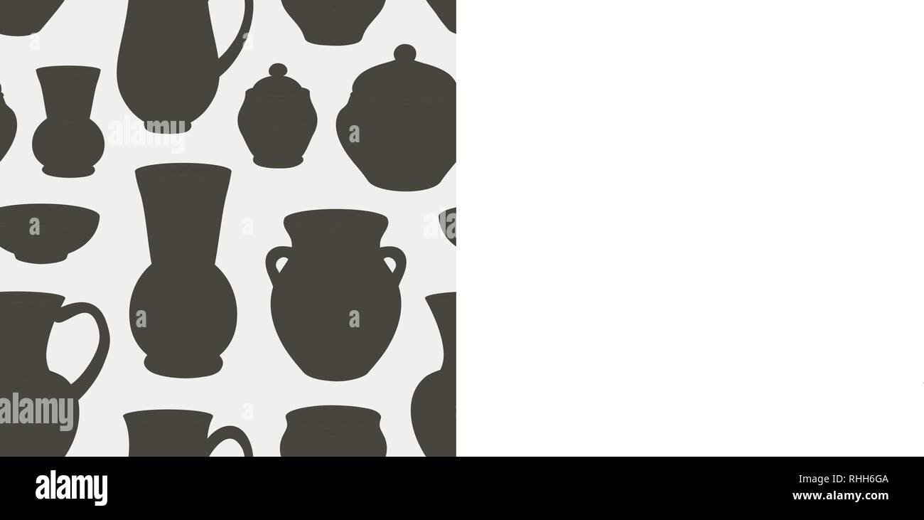 Rustic ceramic utensils pattern, vector images for design and illustration. Stock Vector