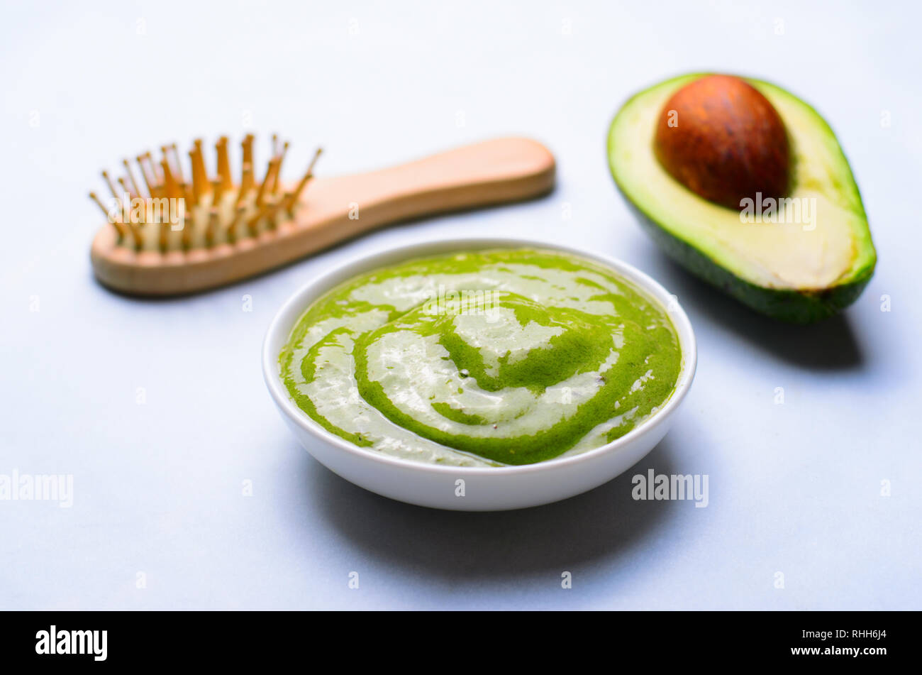 Natural Hair Mask Homemade Avocado Hair Treatment Top View Stock
