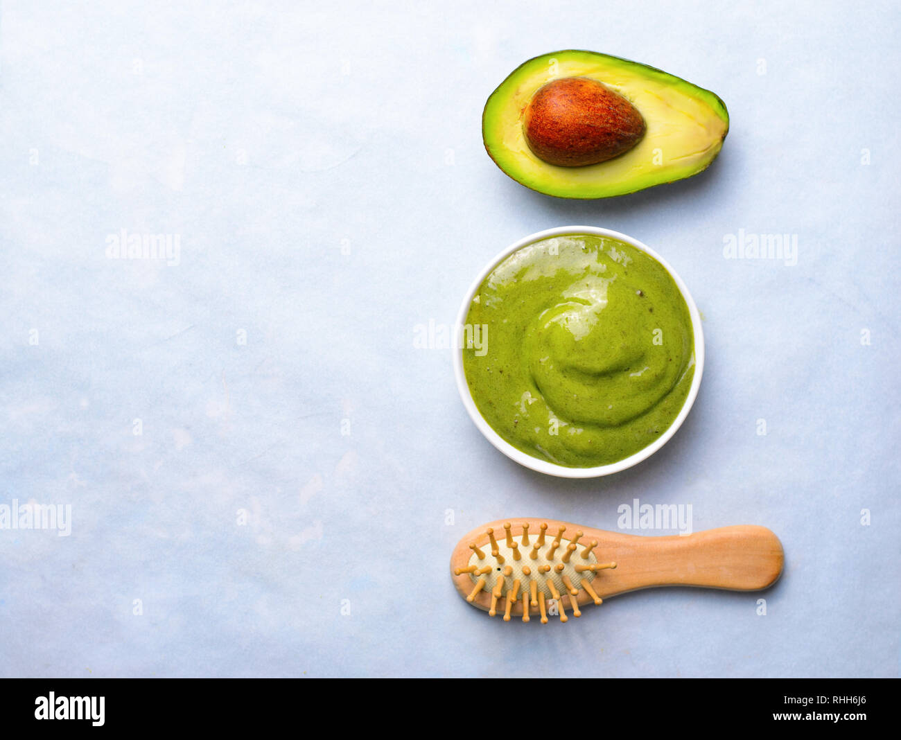 Natural Hair Mask Homemade Avocado Hair Treatment Top View Stock