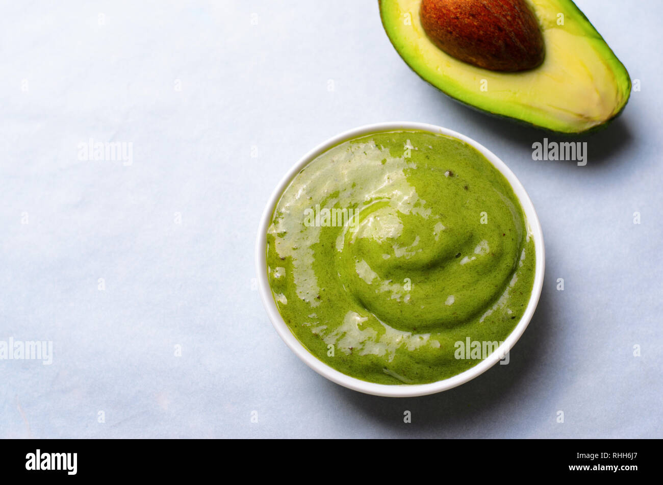Natural Hair Mask Homemade Avocado Hair Treatment Top View Stock
