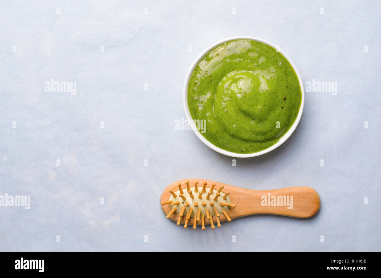 Natural Hair Mask Homemade Avocado Hair Treatment Top View Stock
