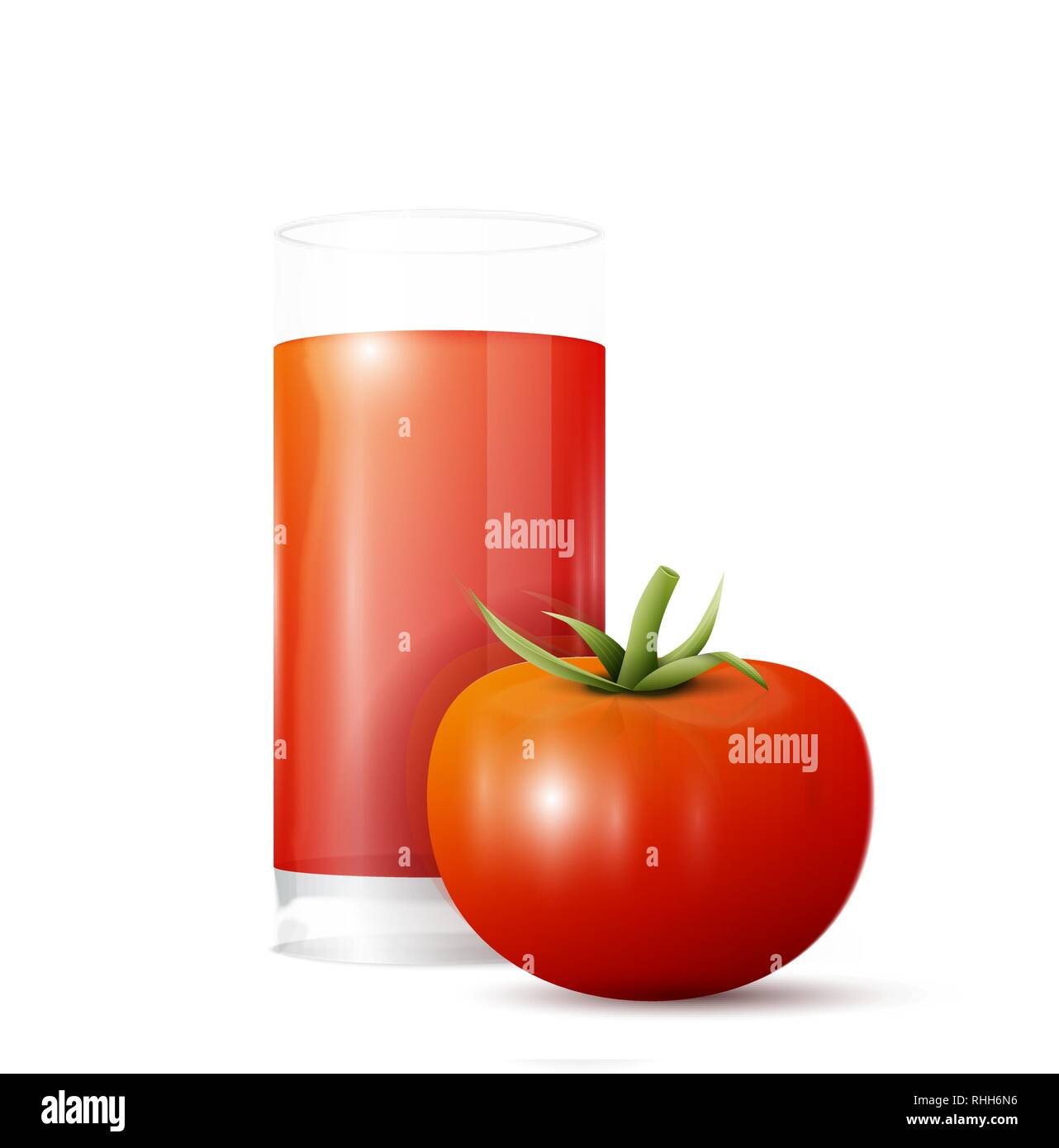 A glass of tomato juice and tomato. Vector illustration, EPS 10 Stock