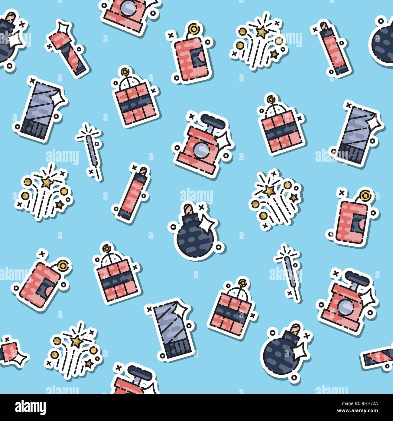 Colored pyrotechnics pattern. Festival or party elements background. Vector illustration, EPS 10 Stock Vector