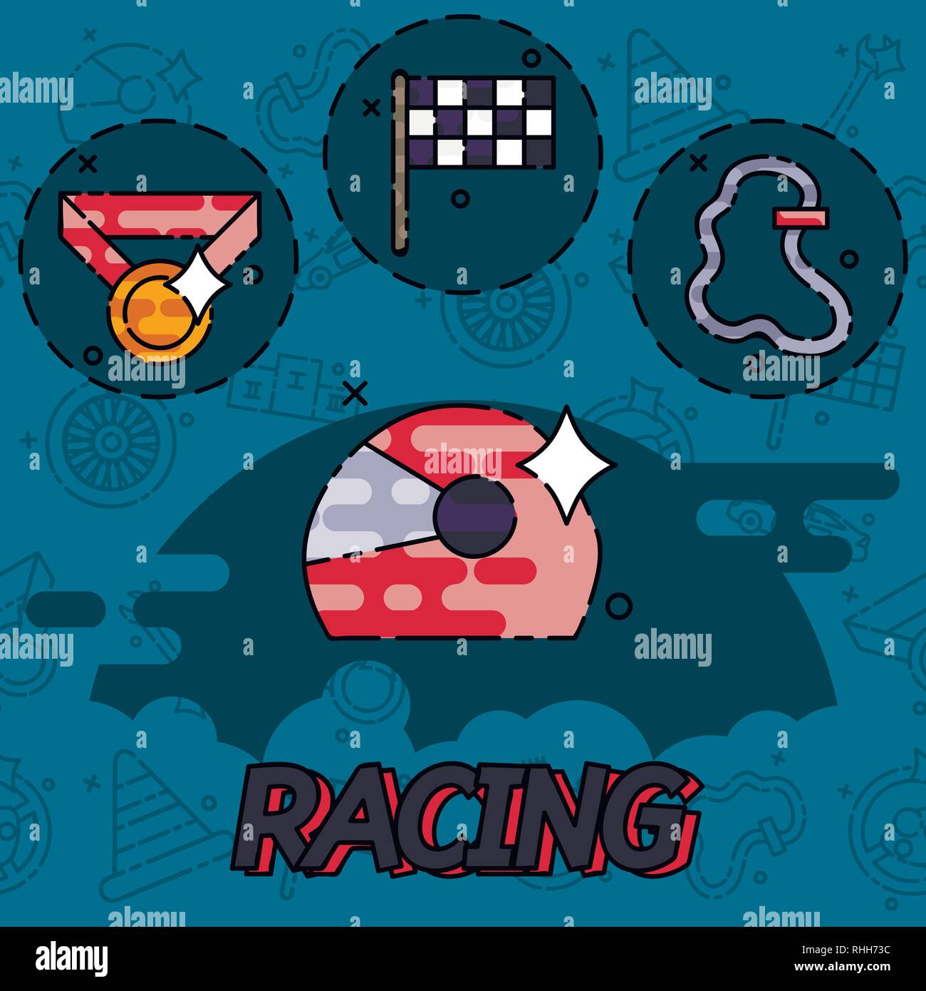 Racing flat concept icons. Vector illustration, EPS 10 Stock Vector