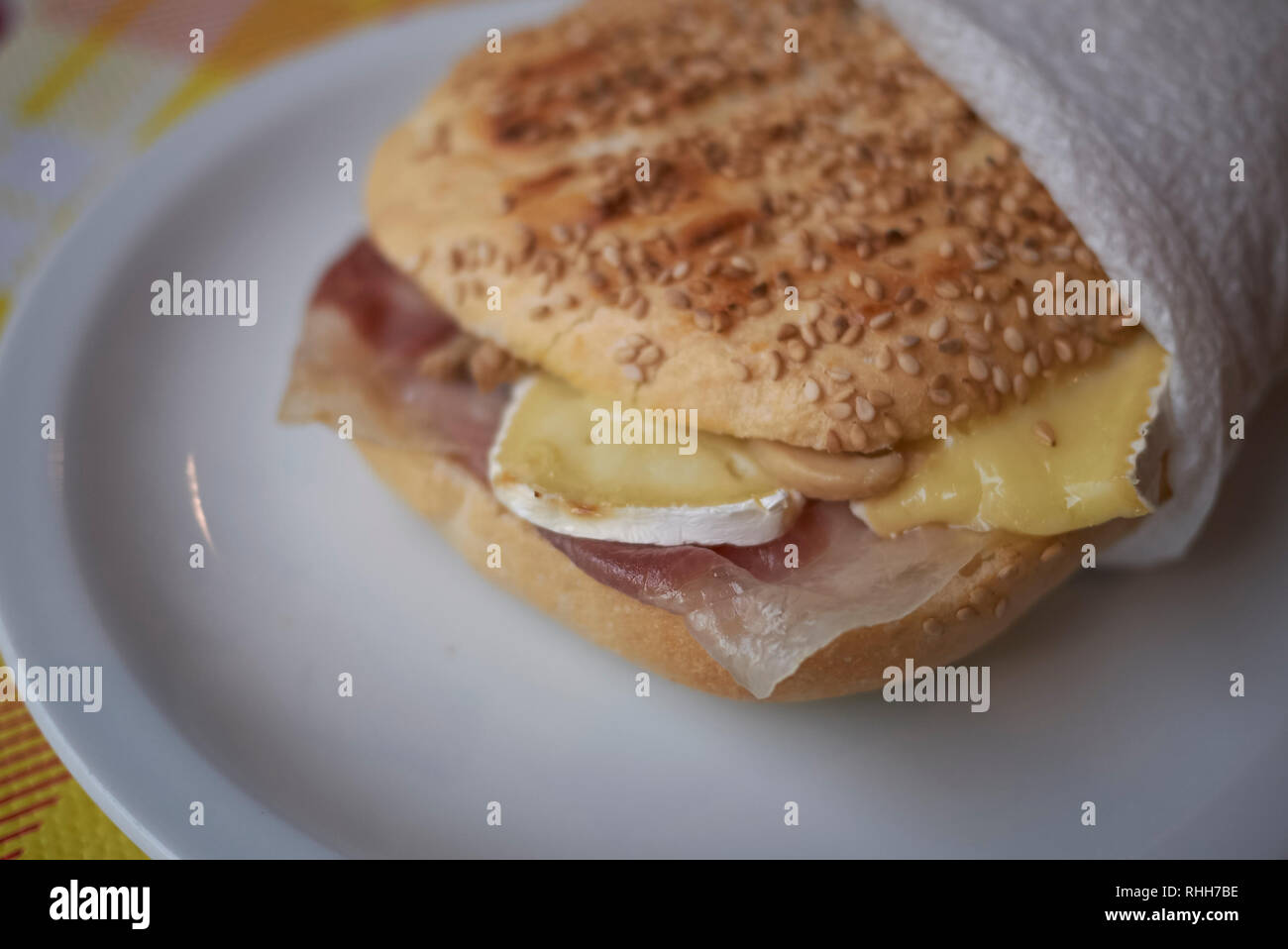Sandwich with ham and brie Stock Photo Alamy