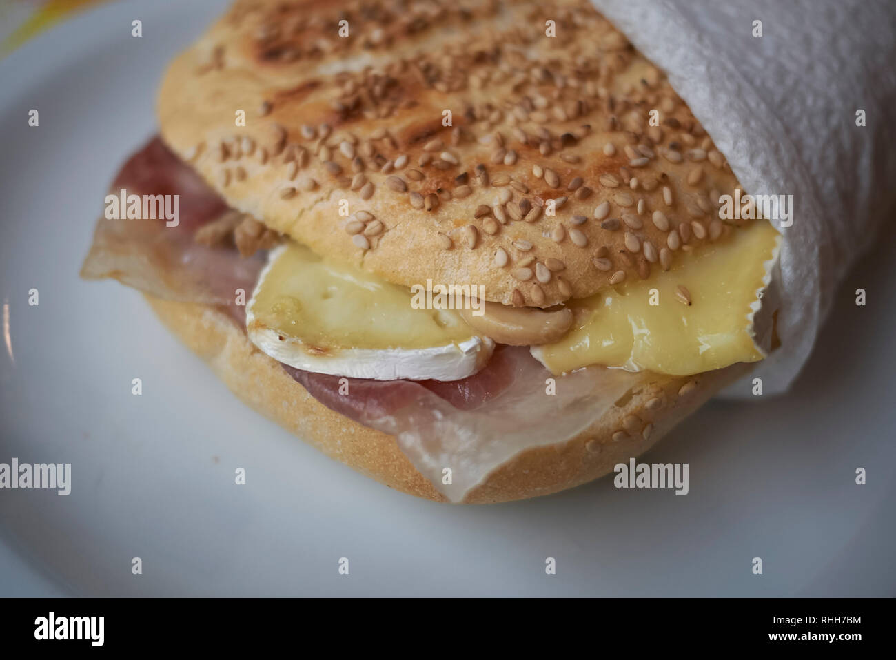 Sandwich with ham and brie Stock Photo Alamy