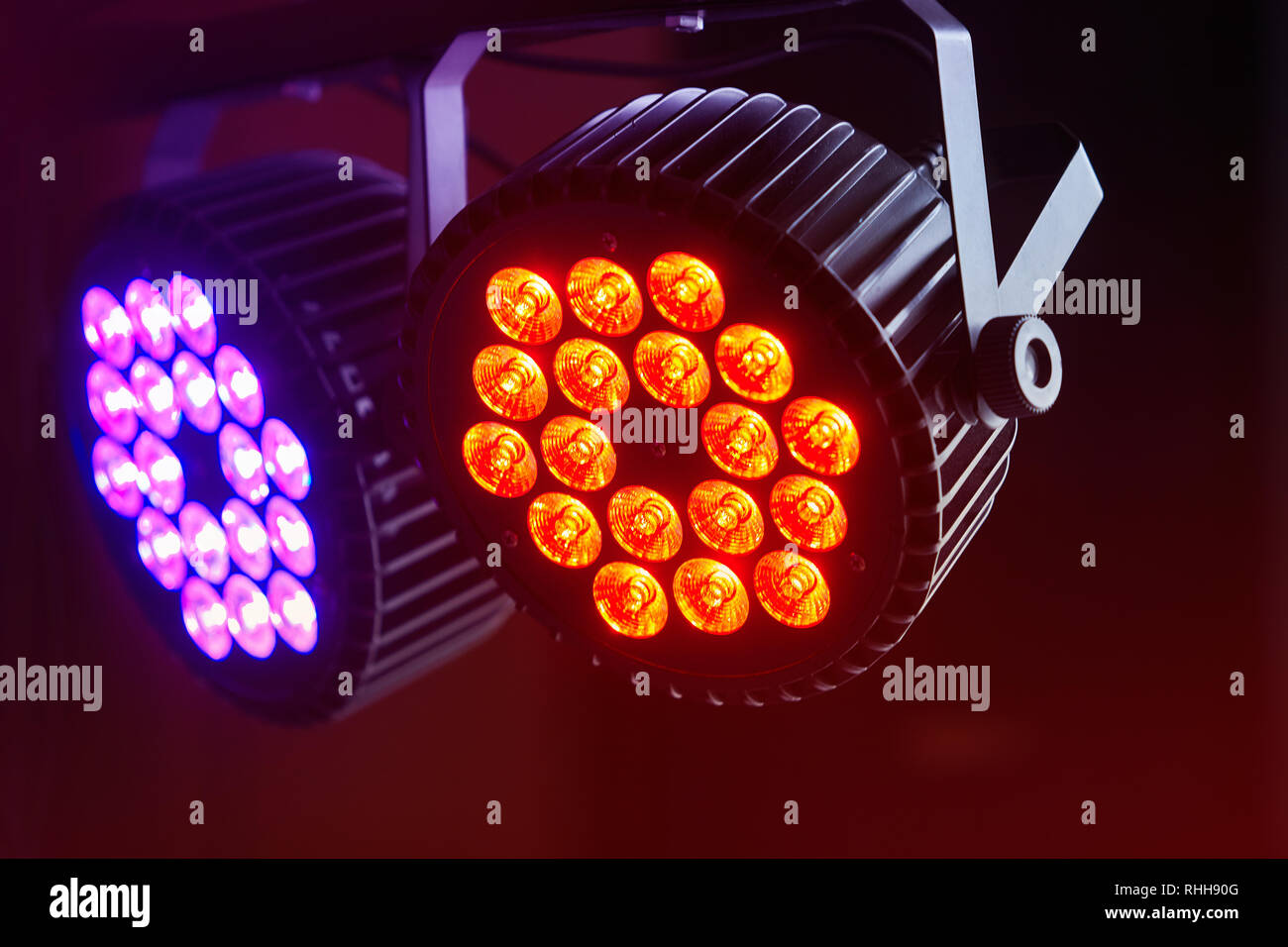 LED lighting equipment, LED forstage professional lighting device colored. Led  lights for disco Stock Photo - Alamy
