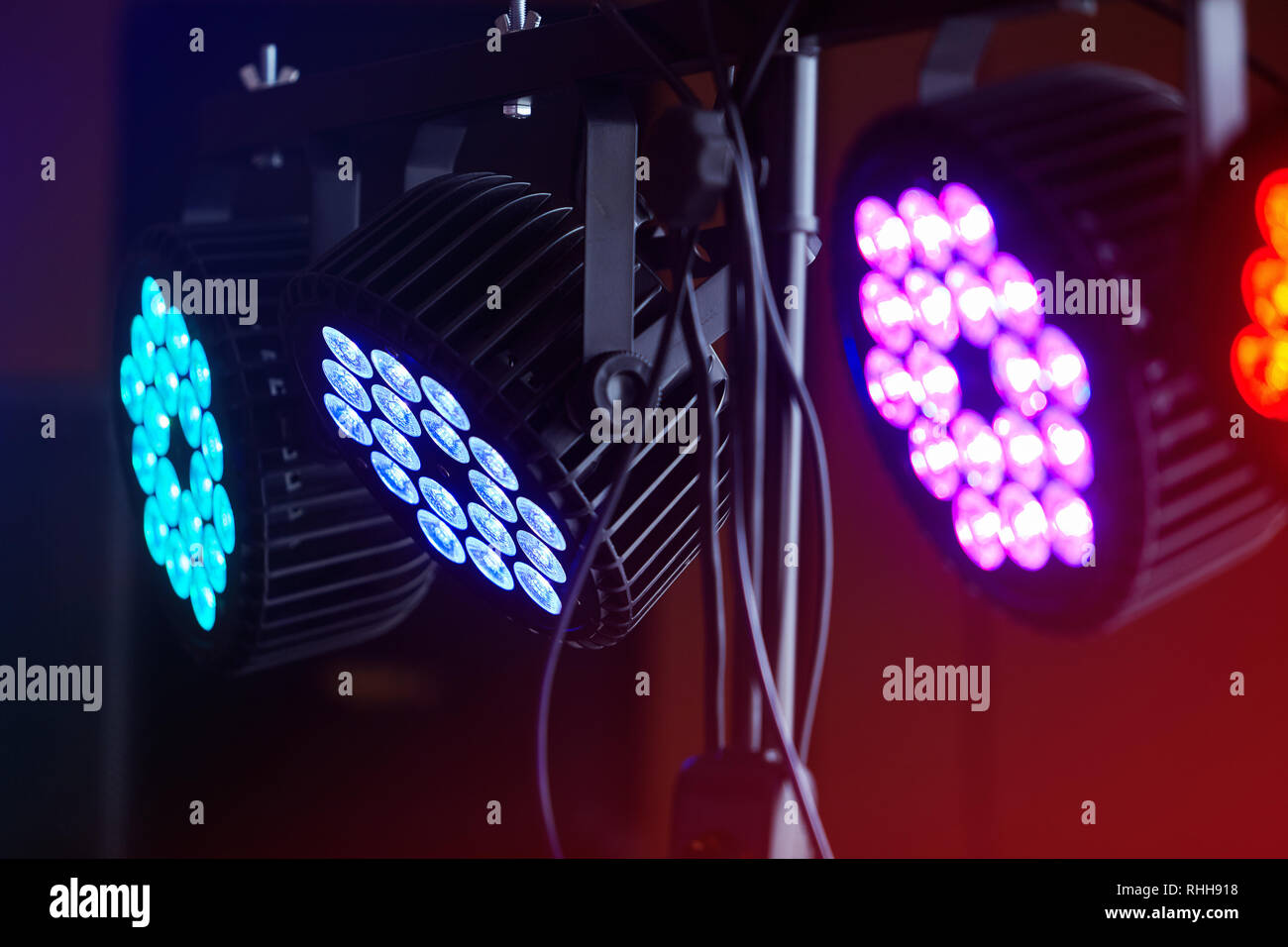 LED lighting equipment, LED forstage professional lighting device colored. Led lights for  disco Stock Photo