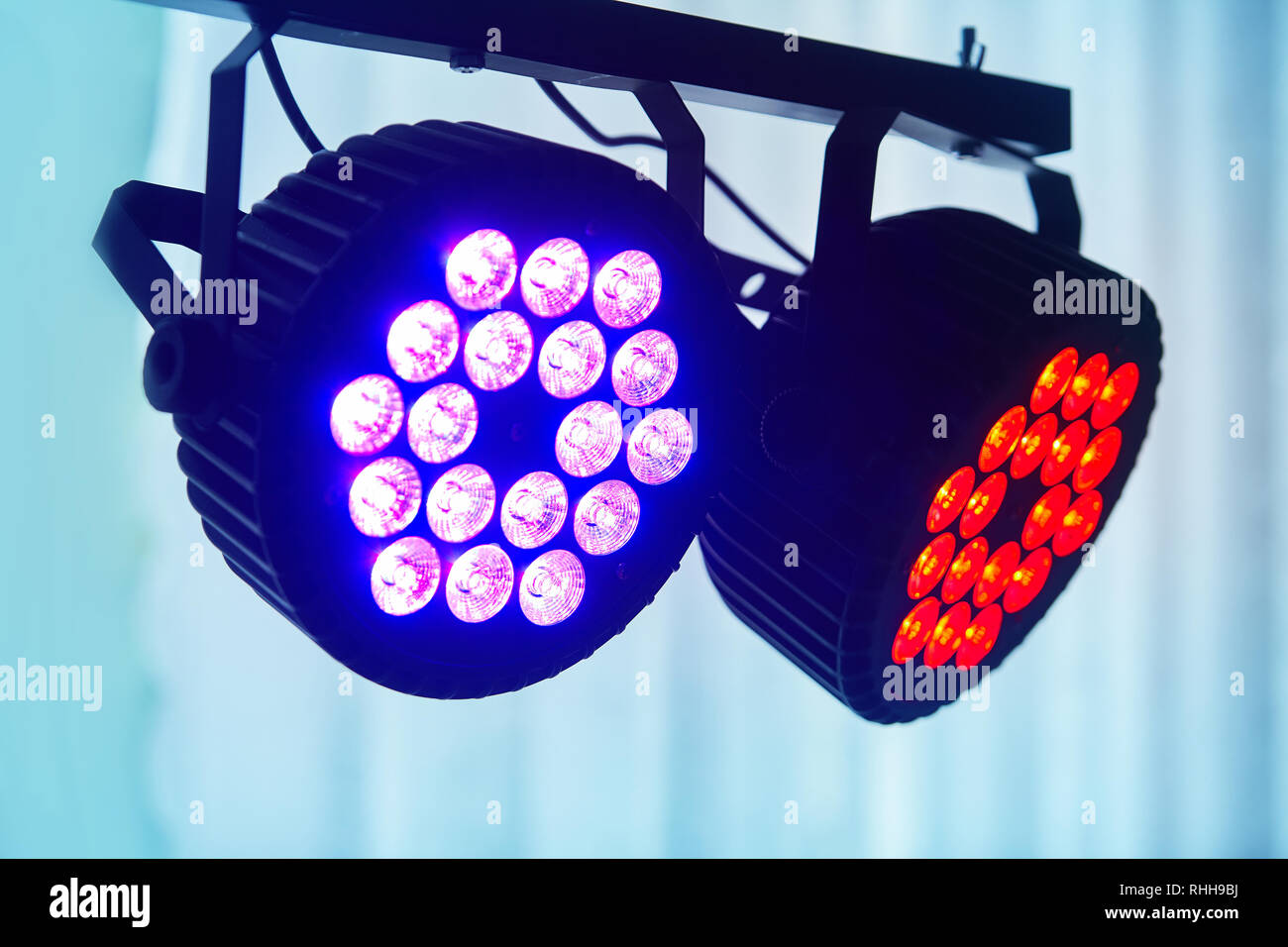 LED lighting equipment, LED forstage professional lighting device colored.  Led lights for disco Stock Photo - Alamy