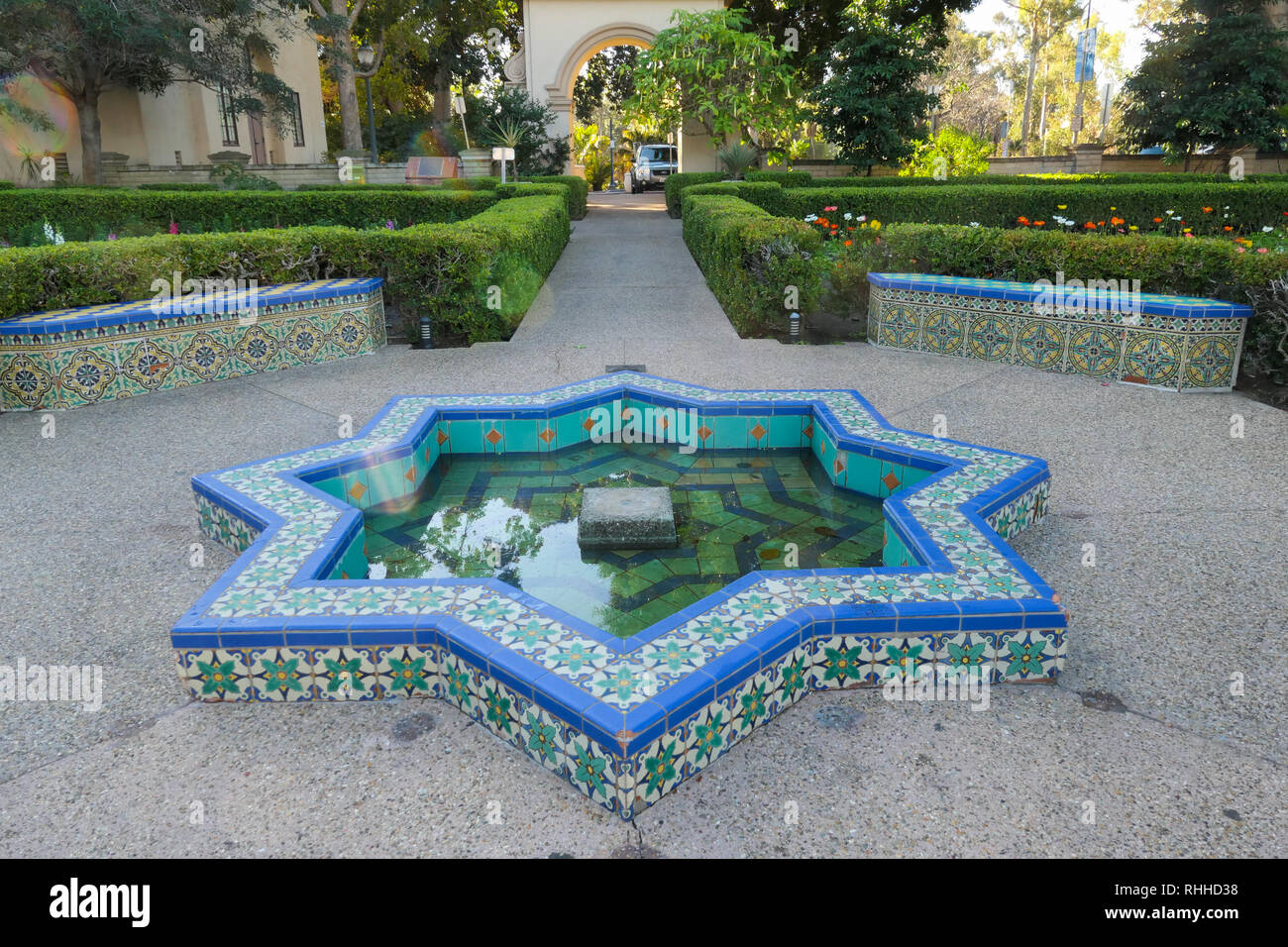 Mozaic fountain in Balboa Park in the city of San Diego, California, USA Stock Photo