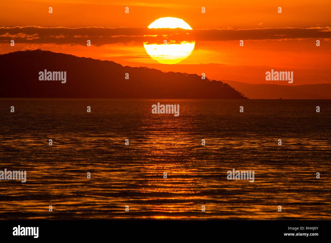 Sunset at Lake Malawi, Cape Maclear, Malawi Stock Photo