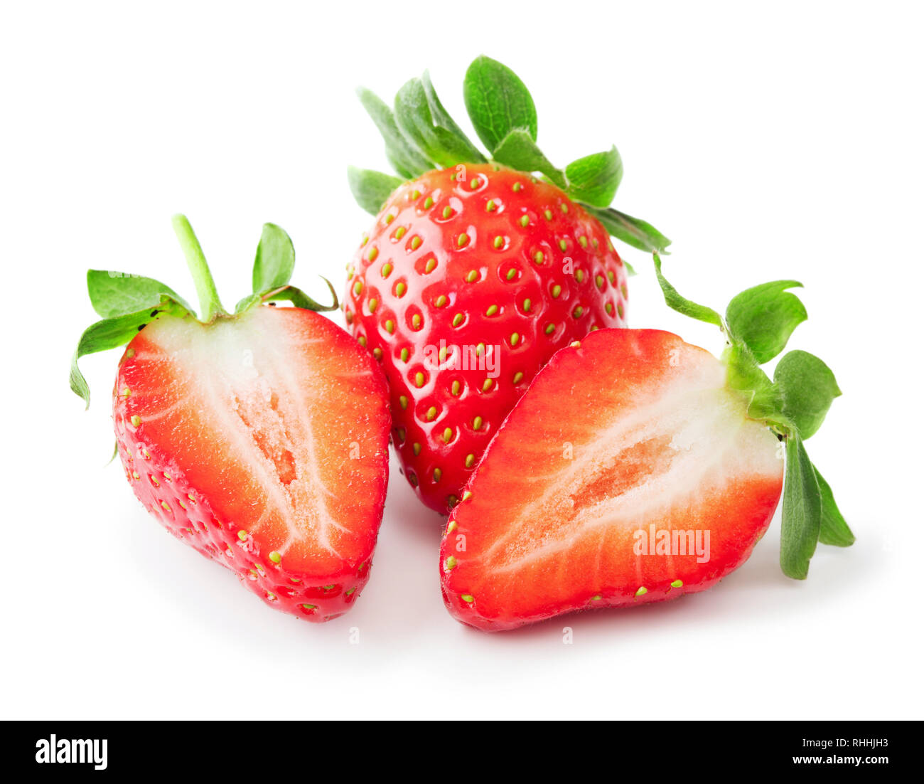 fresh ripe strawberry fruits isolated on white background Stock Photo ...