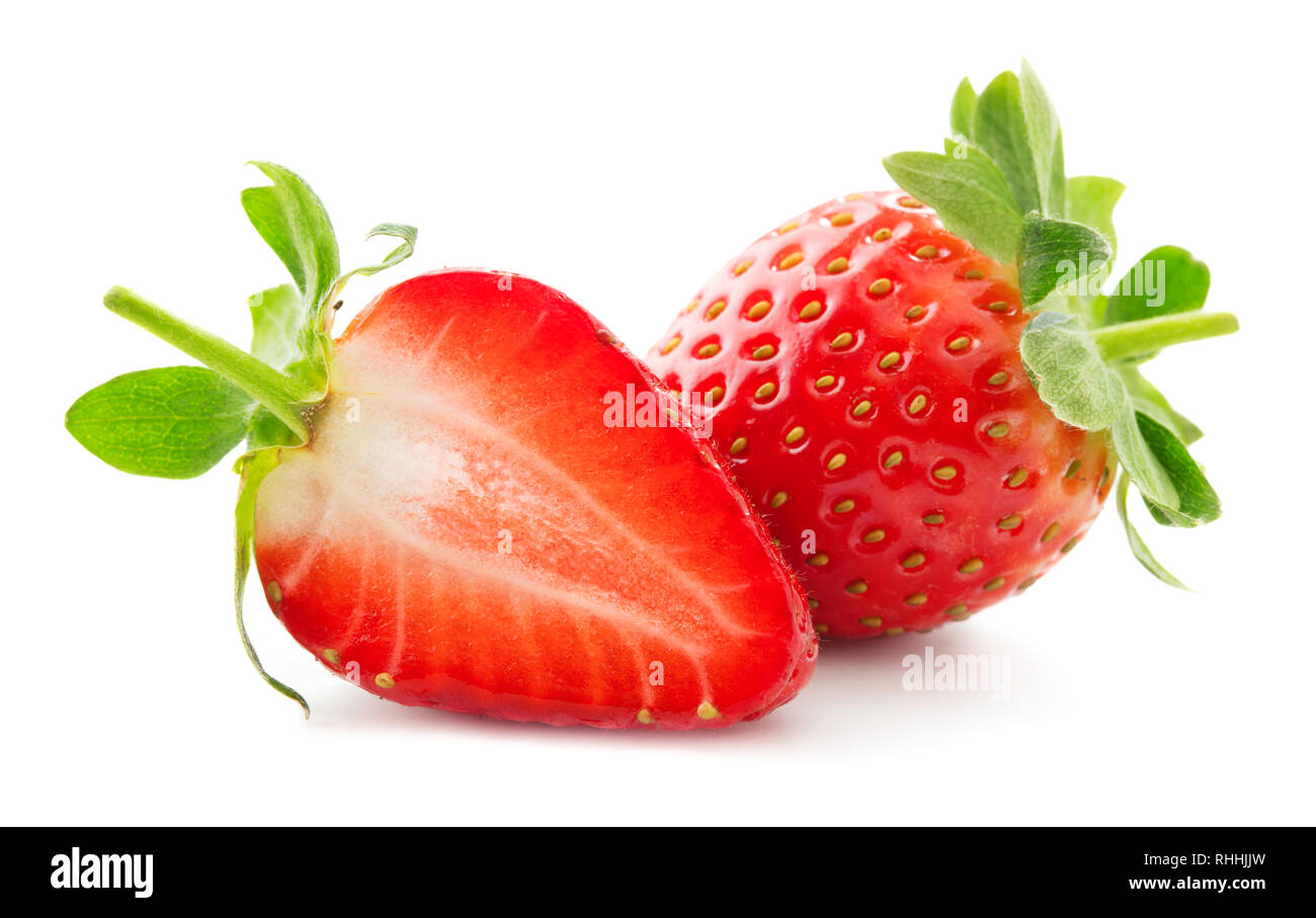 fresh ripe strawberry fruits isolated on white background Stock Photo ...