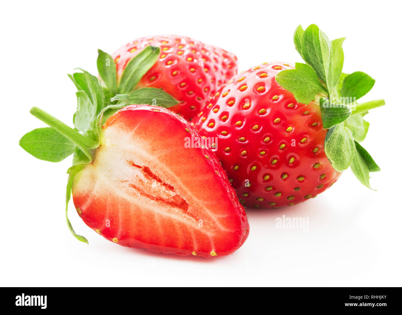 fresh ripe strawberry fruits isolated on white background Stock Photo ...