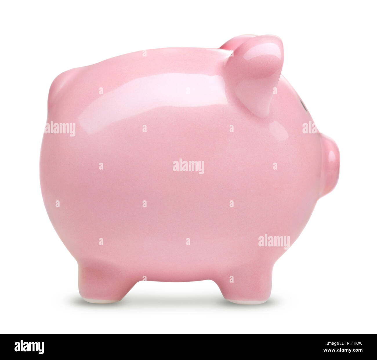 single pink ceramic piggy bank isolated on white background Stock Photo ...