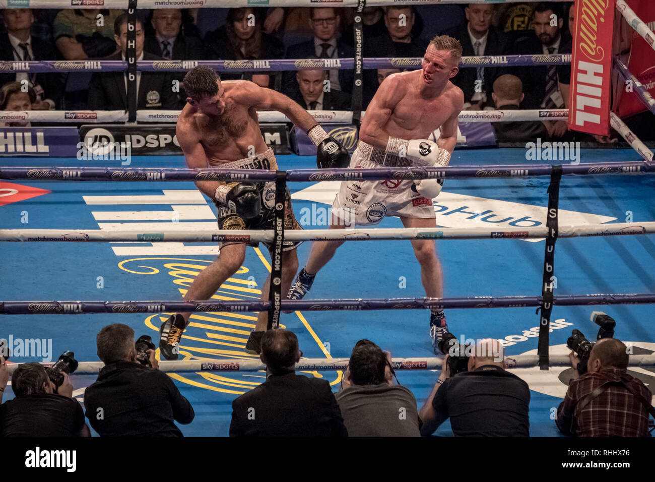 London, UK. 2nd Feb, 2019. Sergio Garcia vs. Ted Cheeseman. European super-welterweight champion title at The O2 arena. Credit: Guy Corbishley/Alamy Live News Stock Photo