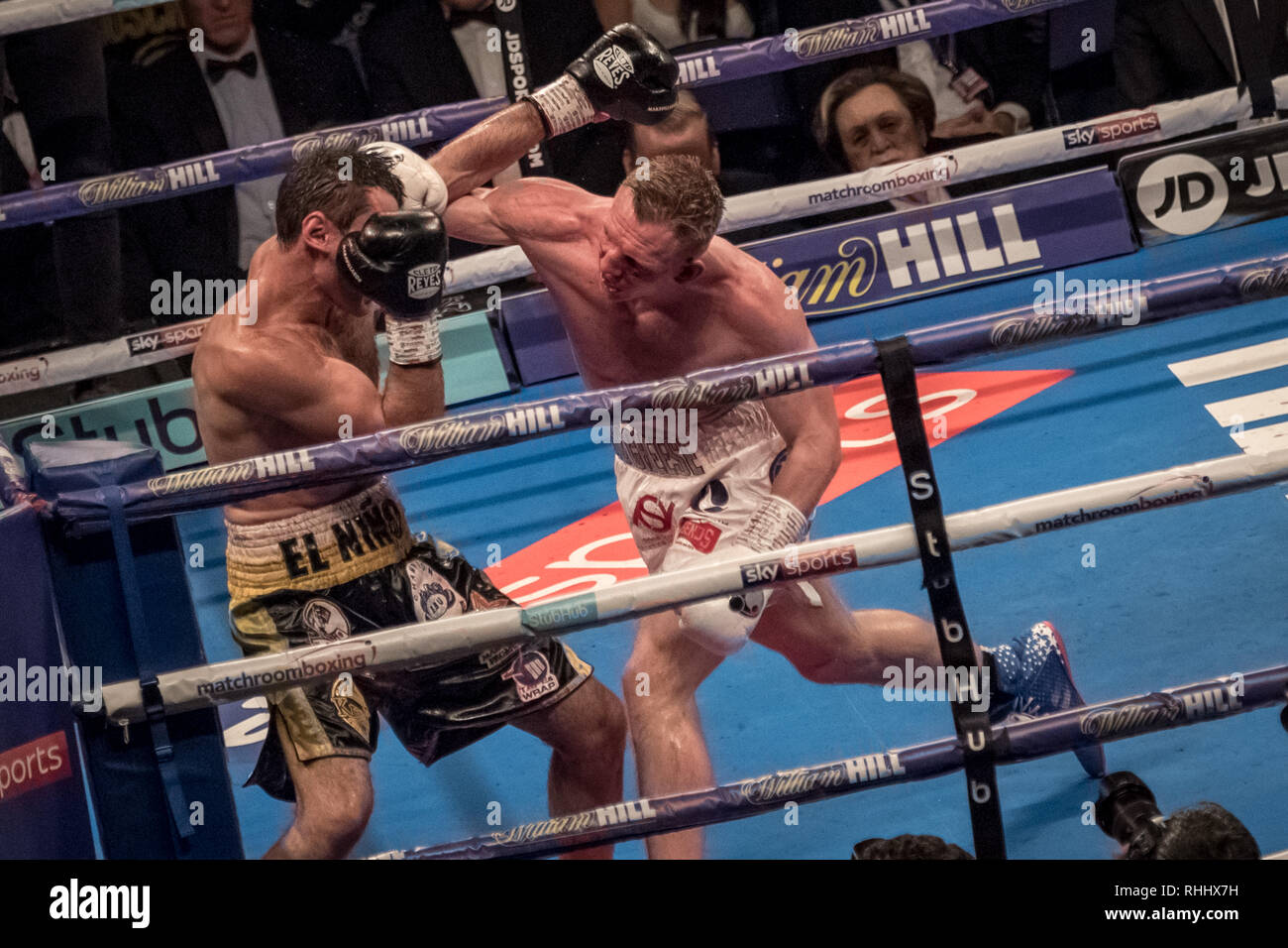 London, UK. 2nd Feb, 2019. Sergio Garcia vs. Ted Cheeseman. European super-welterweight champion title at The O2 arena. Credit: Guy Corbishley/Alamy Live News Stock Photo