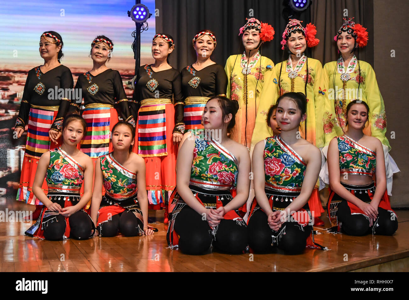 London, UK. 2nd Feb 2019. The UK Chinese Dance and Culture Association hosts the 7th 2019 Chinese New Year Extravaganza showcasing more than 300 performers including musical Chinese dance , Taiji ，Kungfu，magic face change and much more at Logan Hall. The performance from more than 20 arts groups from China and UK on 2nd Febuary 2019, London, UK. Credit: Picture Capital/Alamy Live News Stock Photo