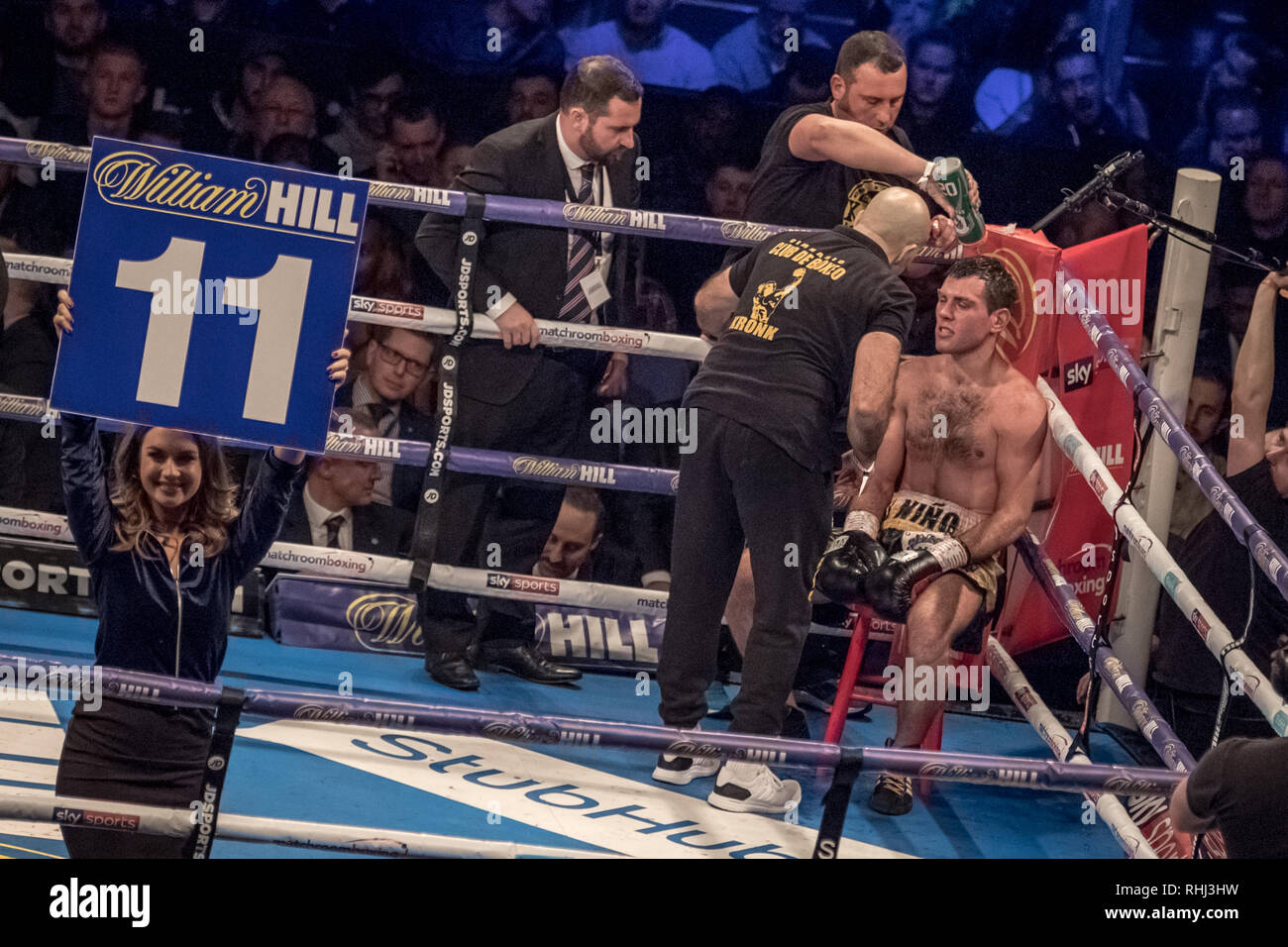 London, UK. 2nd Feb, 2019. Sergio Garcia vs. Ted Cheeseman. European super-welterweight champion title at The O2 arena. Credit: Guy Corbishley/Alamy Live News Stock Photo