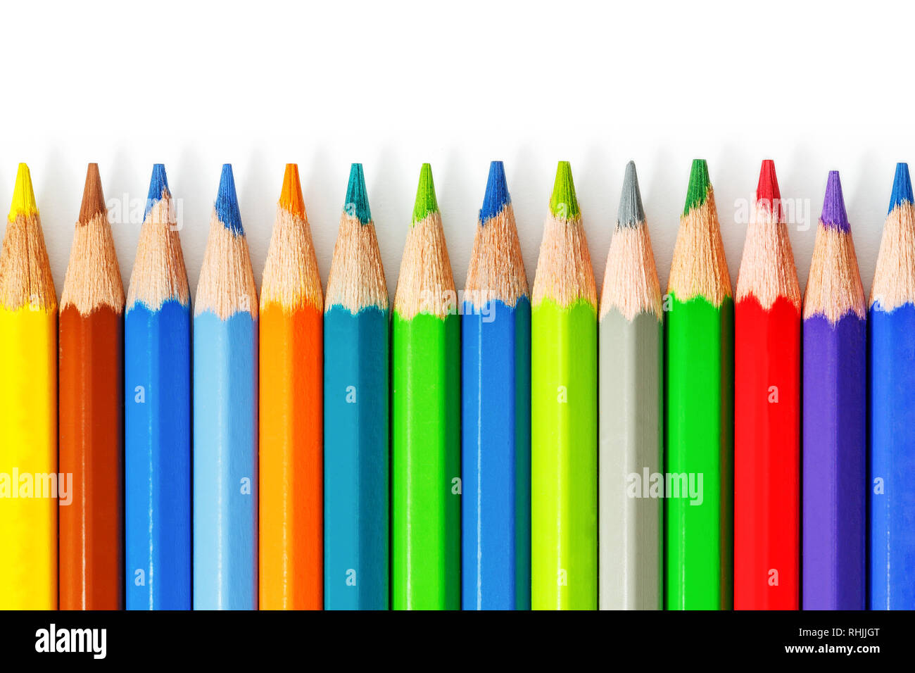 Color pencils on white background Stock Photo - Alamy