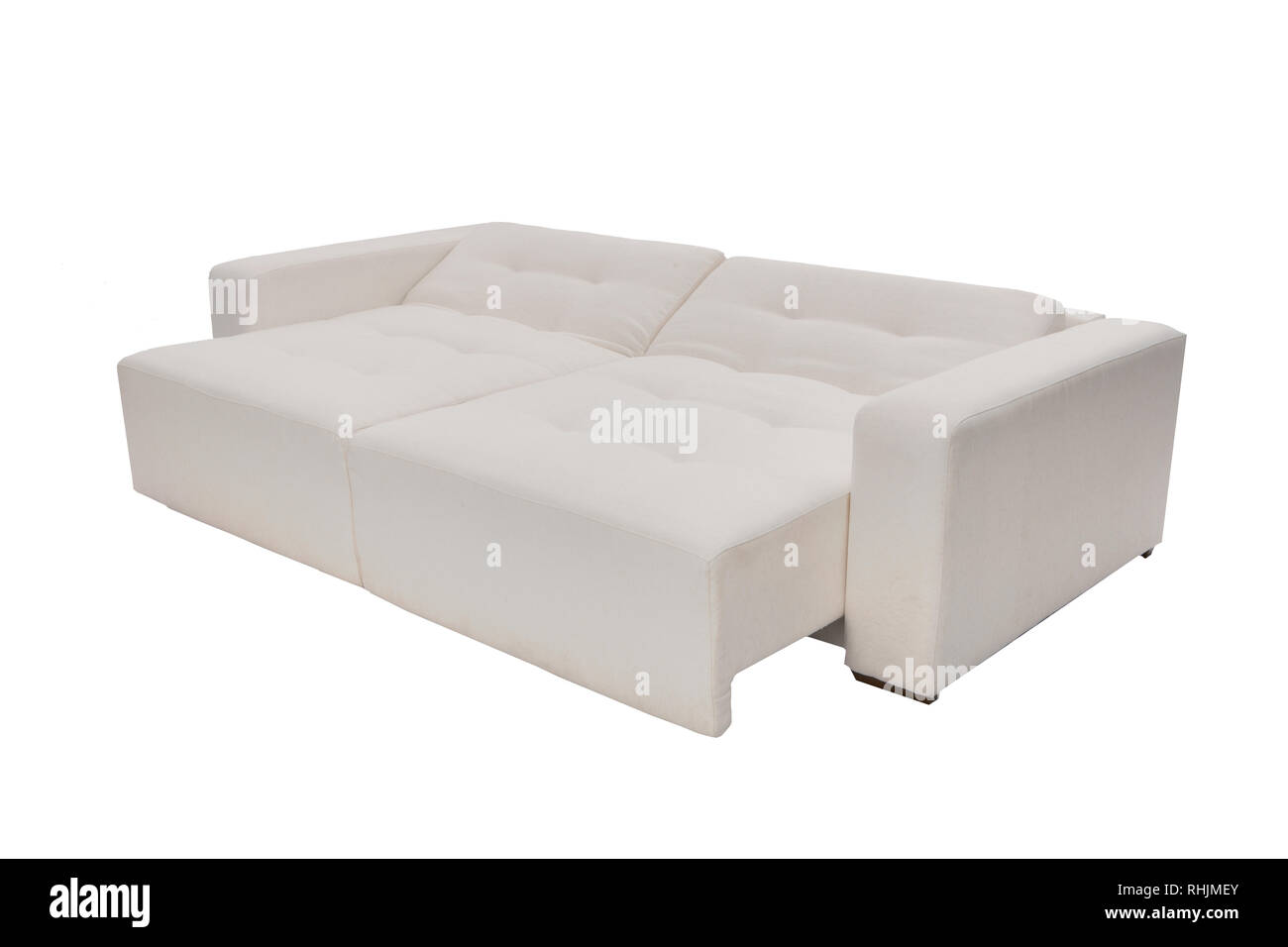 modern white suede couch sofa isolated on white background Stock Photo