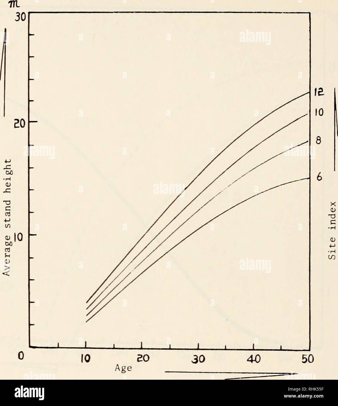 . Biology of rust resistance in forest trees : proceedings of a NATO-IUFRO advanced study institute, August 17-24, 1969. Trees; Pine; Trees; Rust diseases. 136 S. K. HYUN. Figure 13. Relation between age, site index and average height for a well stocked stand of Pinus koraiensis.. Please note that these images are extracted from scanned page images that may have been digitally enhanced for readability - coloration and appearance of these illustrations may not perfectly resemble the original work.. North Atlantic Treaty Organization; International Union of Forestry Research Organizations; Unite Stock Photo