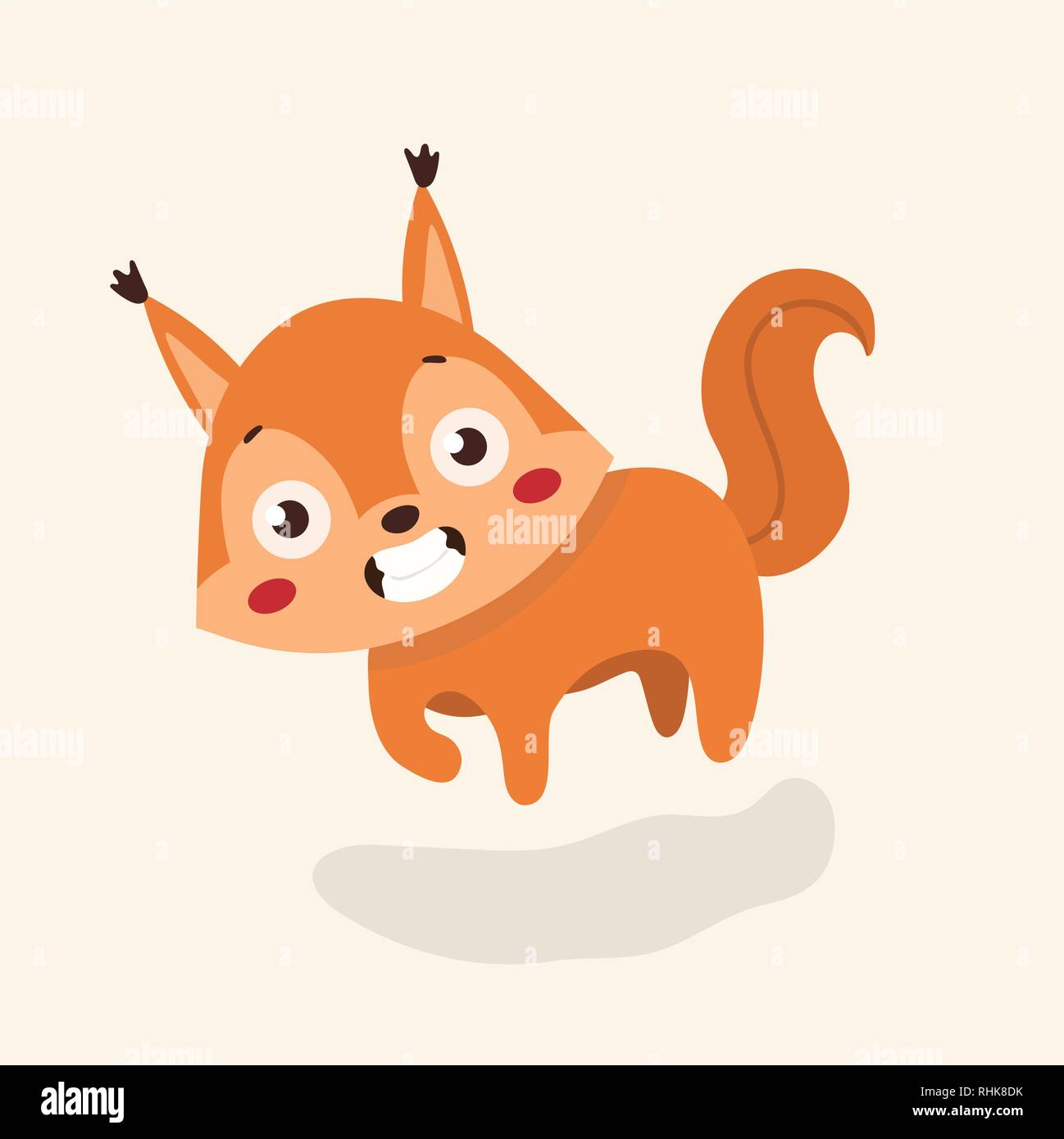 Cute squirrel cartoon on pastel background. Stock Vector