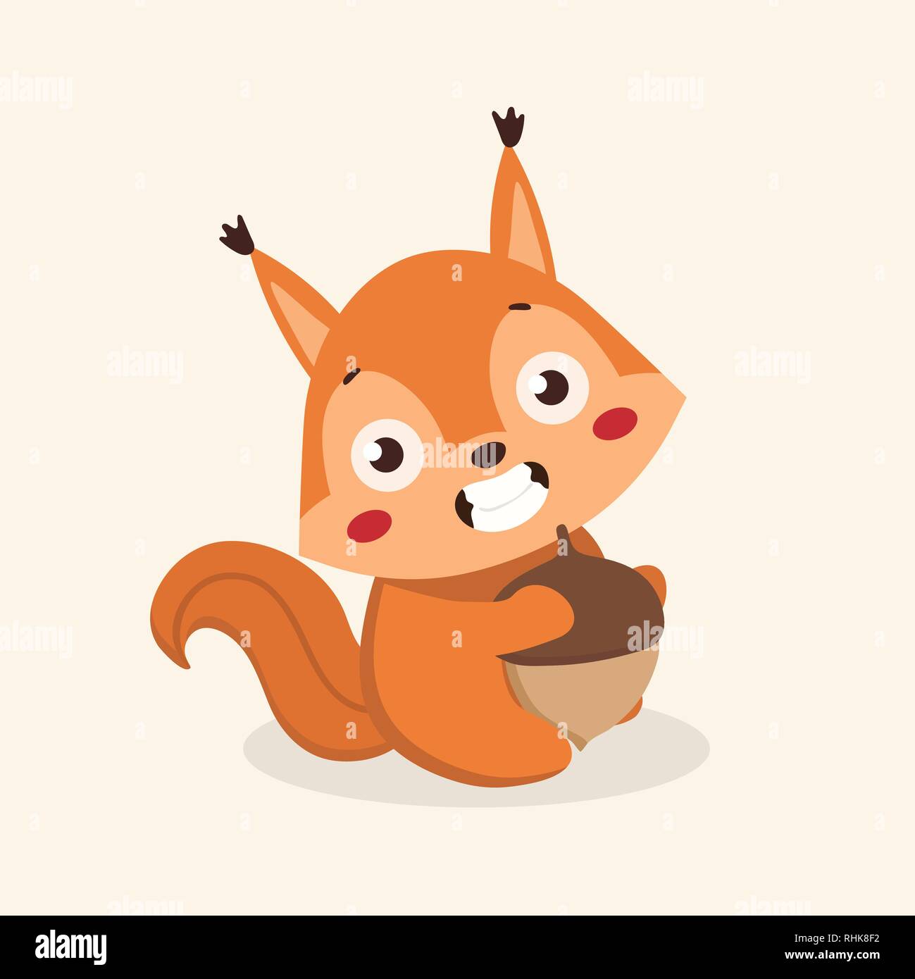 Cute squirrel cartoon on pastel background. Stock Vector