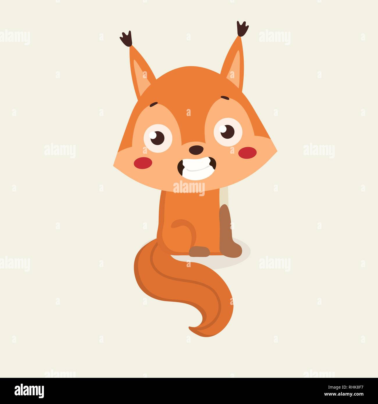 Cute squirrel cartoon on pastel background. Stock Vector