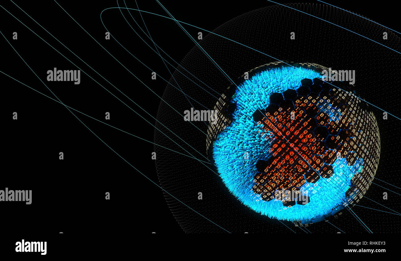 Internet smart earth technology, network data transmission Stock Photo