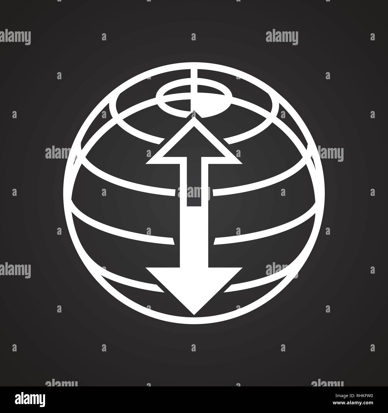 Globe icon on black background for graphic and web design, Modern ...