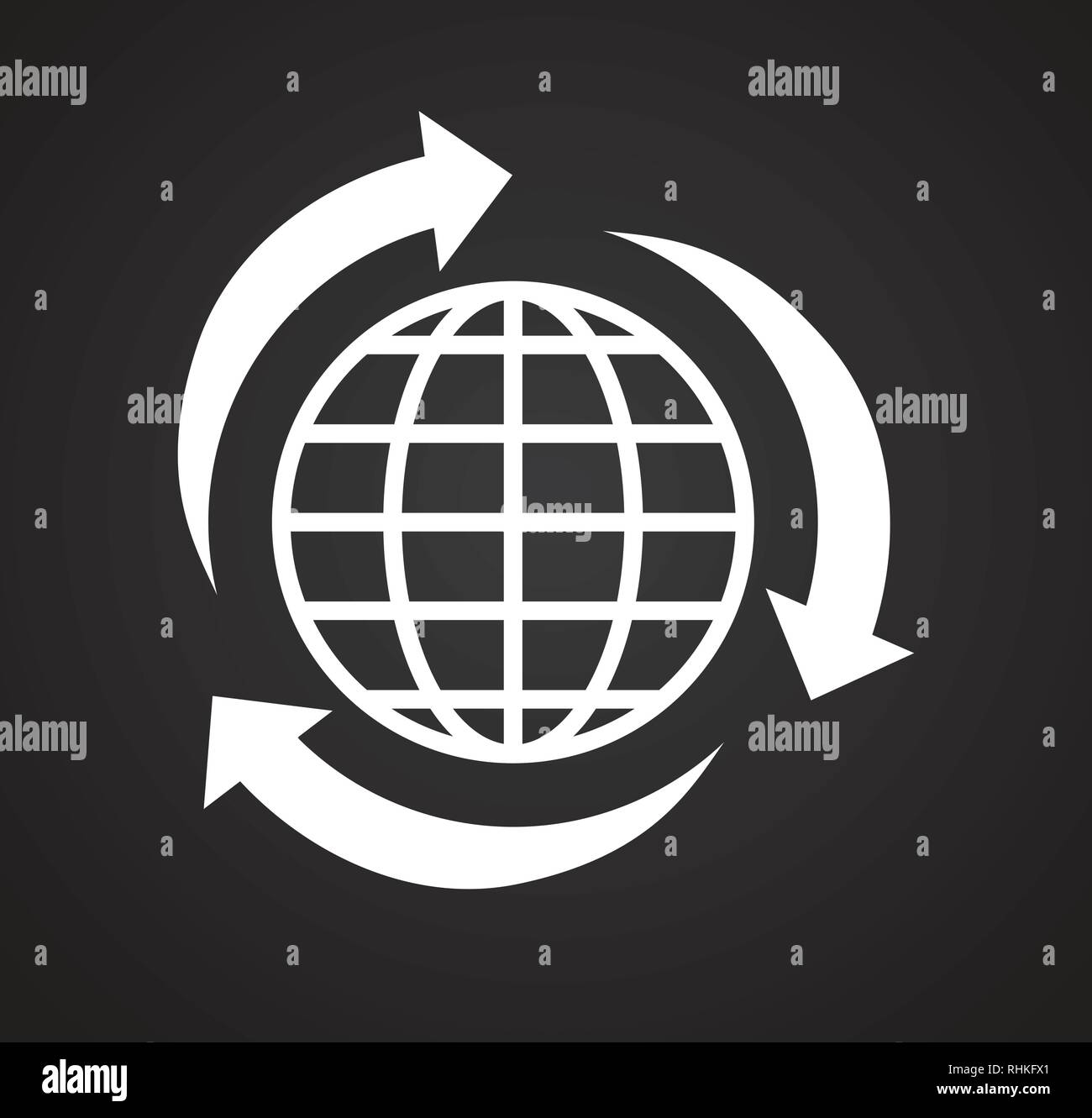 Globe icon on black background for graphic and web design, Modern ...
