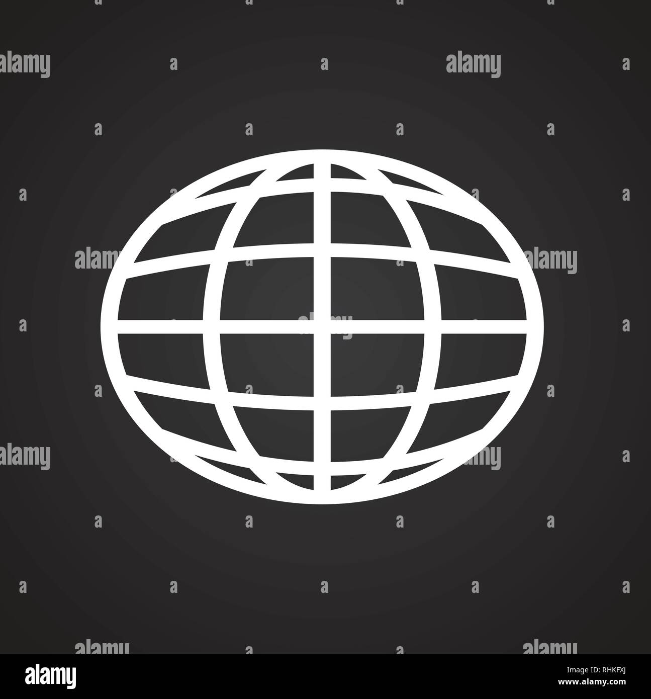 Globe icon on black background for graphic and web design, Modern ...