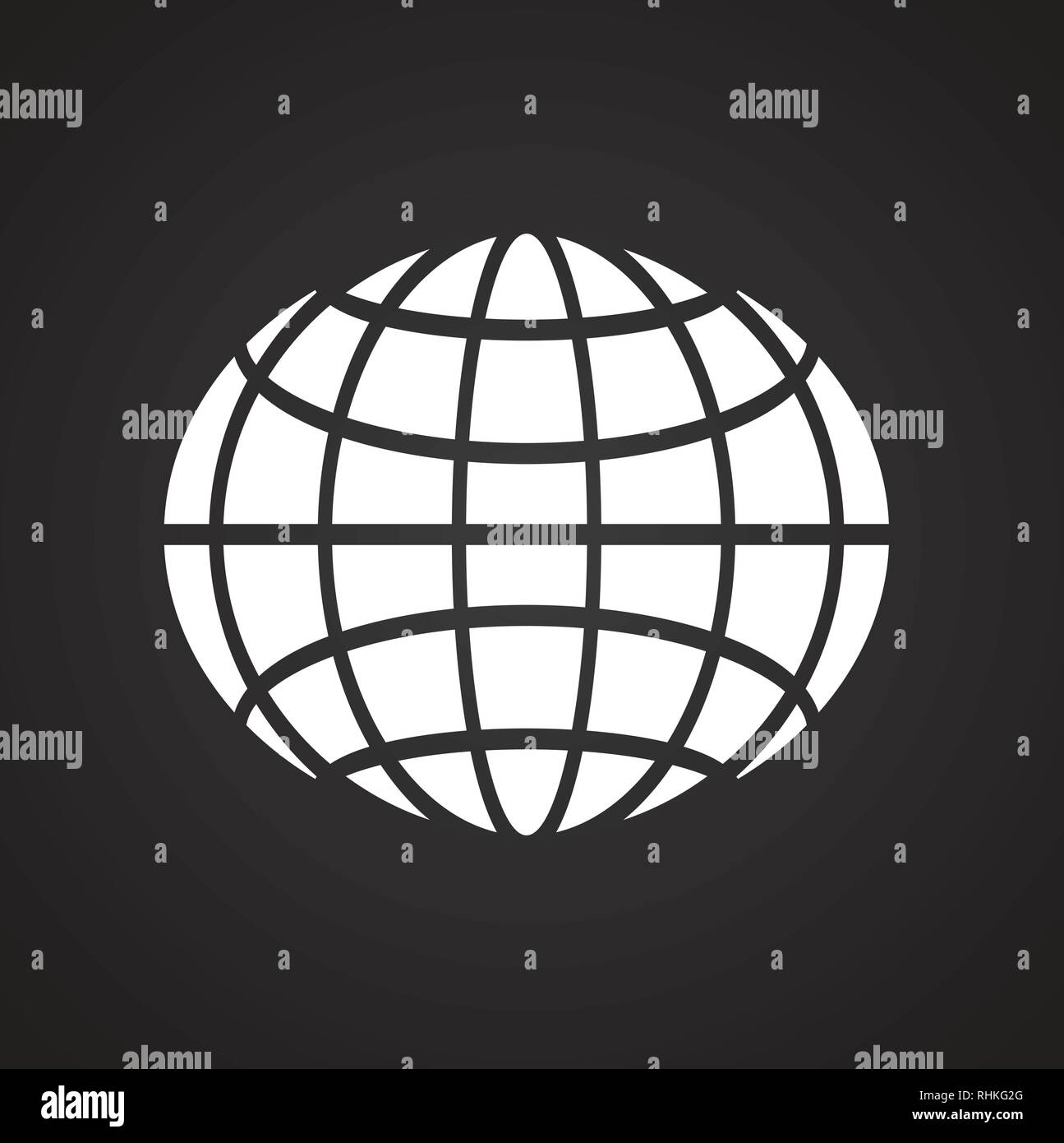 Globe icon on black background for graphic and web design, Modern ...