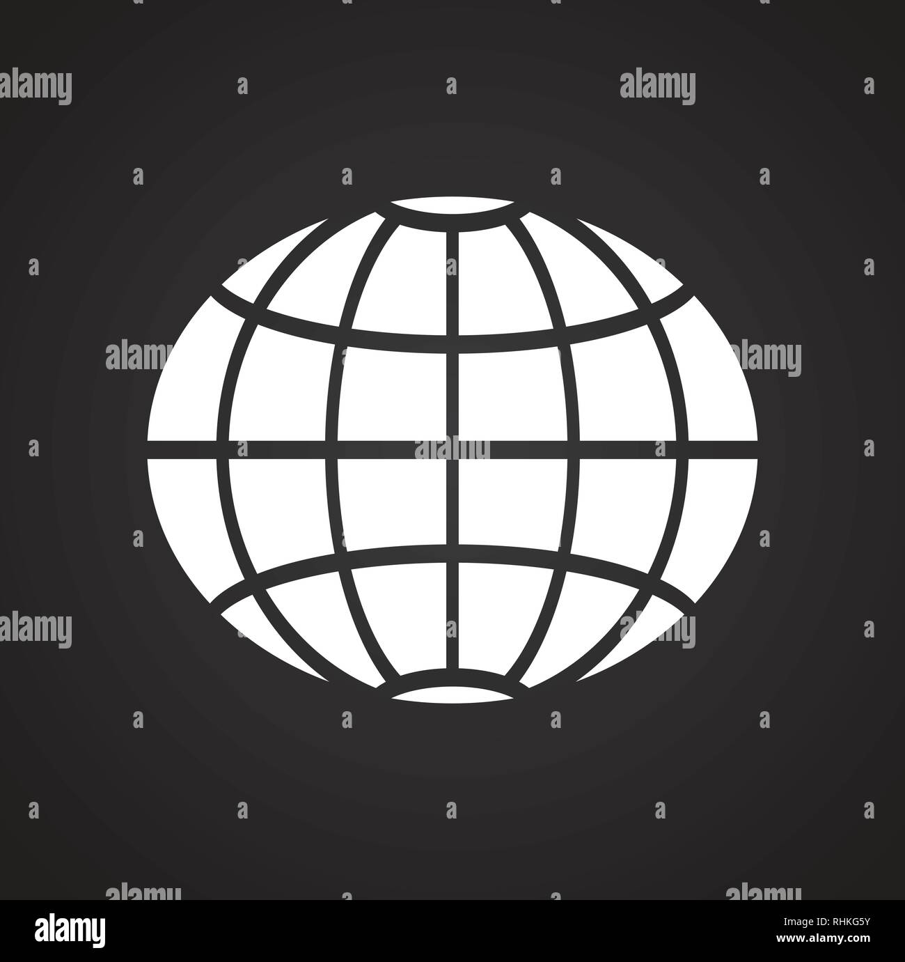 Globe icon on black background for graphic and web design, Modern ...