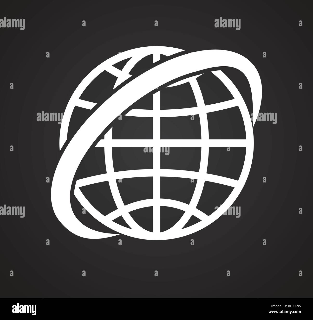 Globe icon on black background for graphic and web design, Modern ...